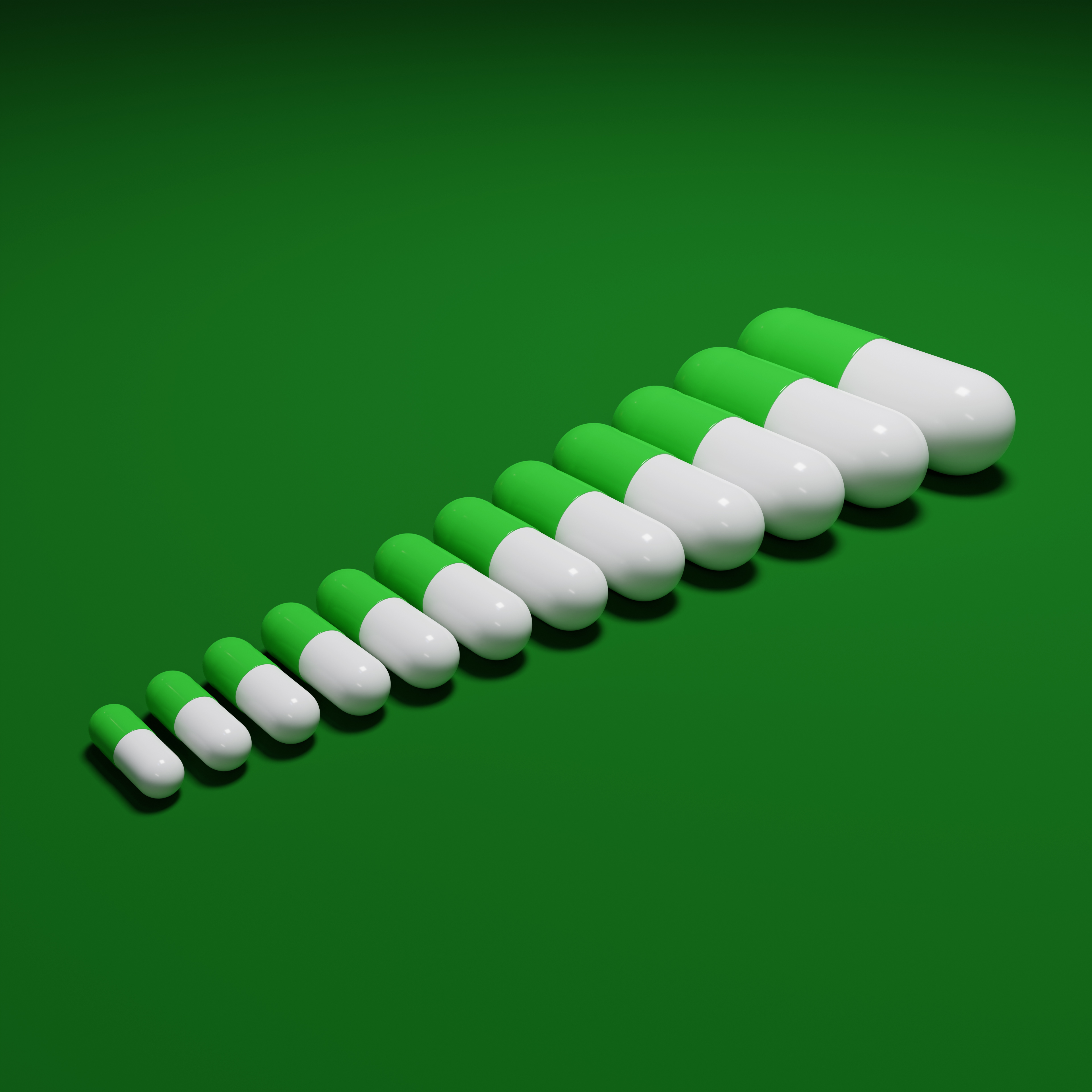 12 Green and White Capsule Pills
