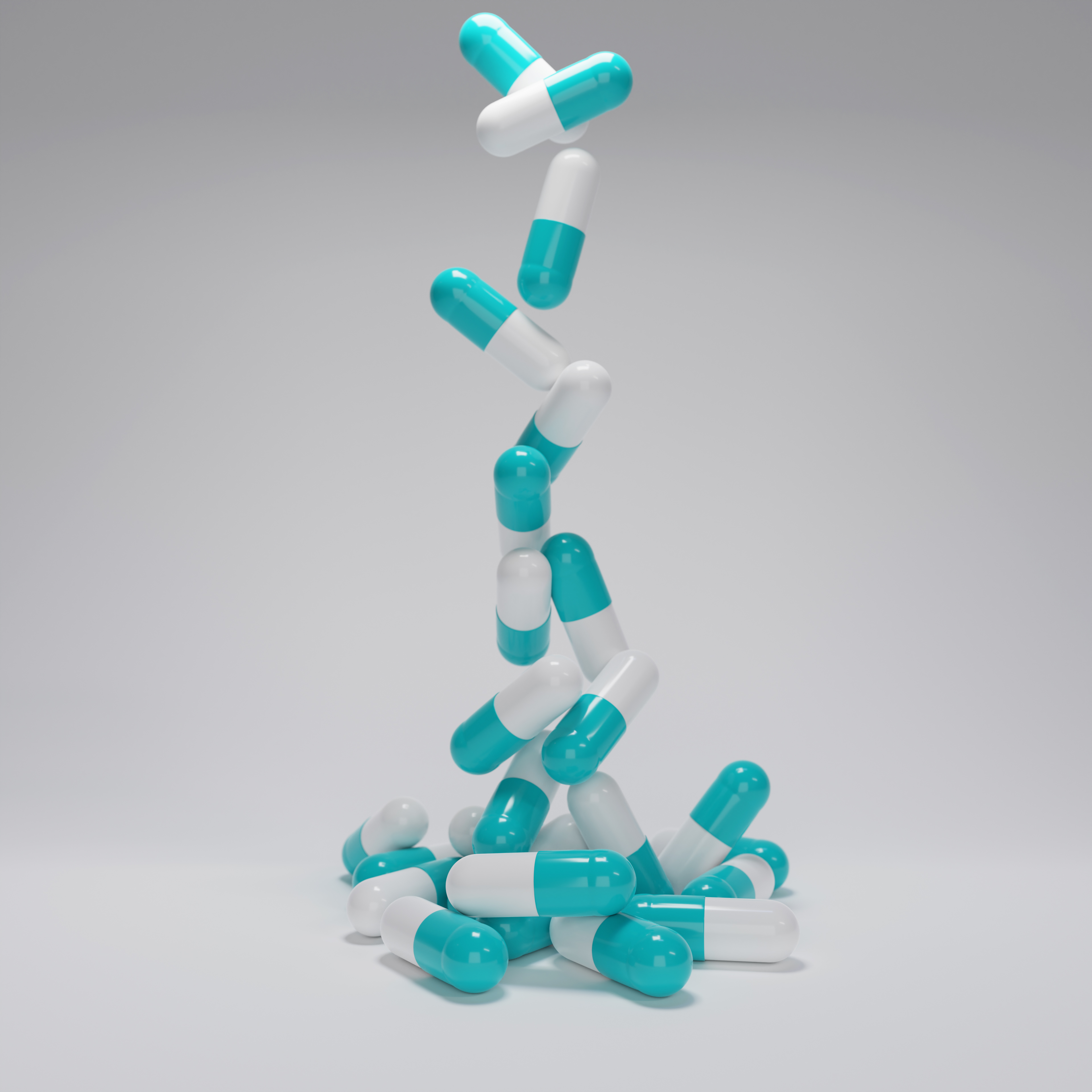 White and Turquoise Capsule Pills