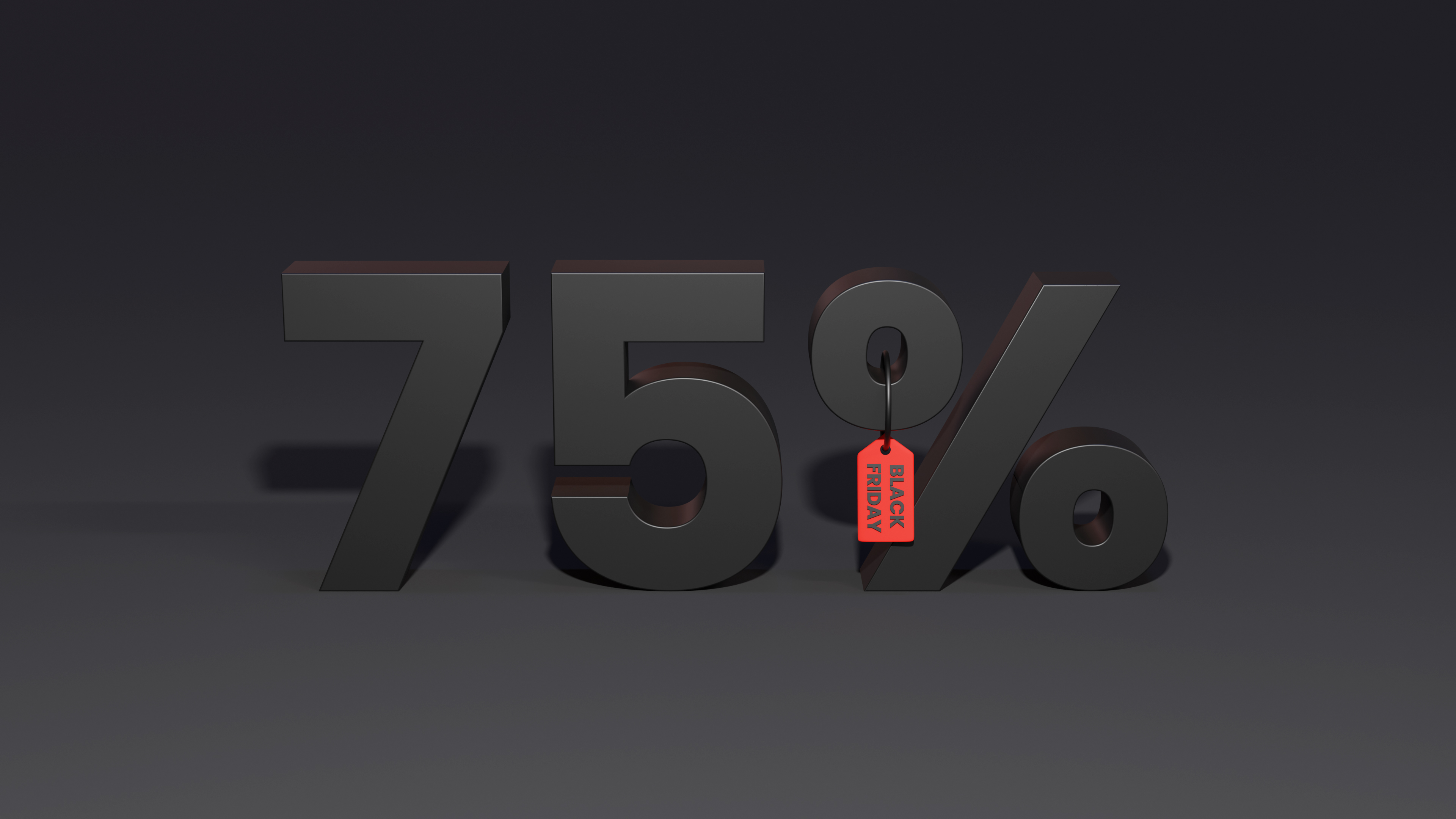 Black Friday 75 Percent Discount With Black Background