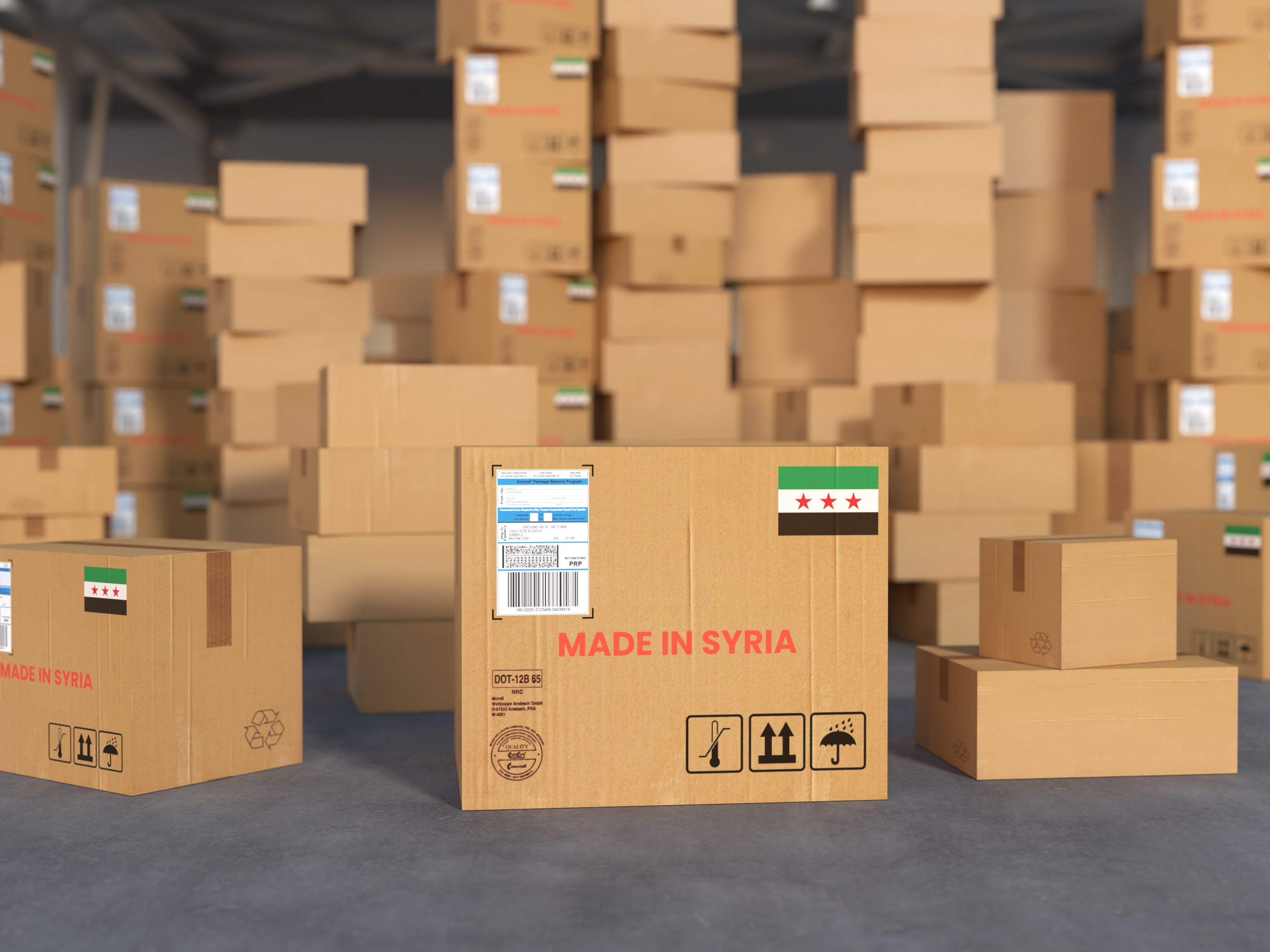 Made in Syria Cardboard Shipping Boxes