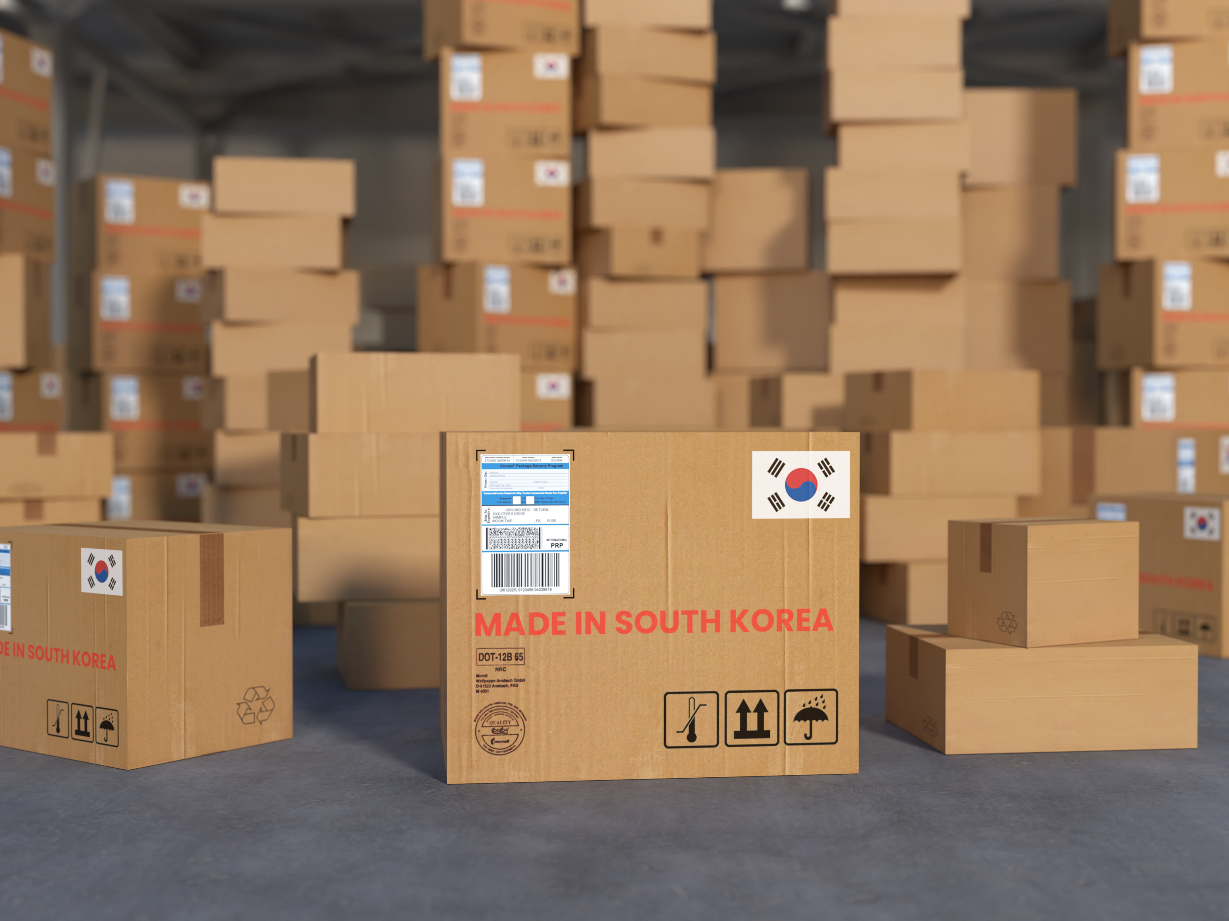 Made in South Korea Cardboard Shipping Boxes