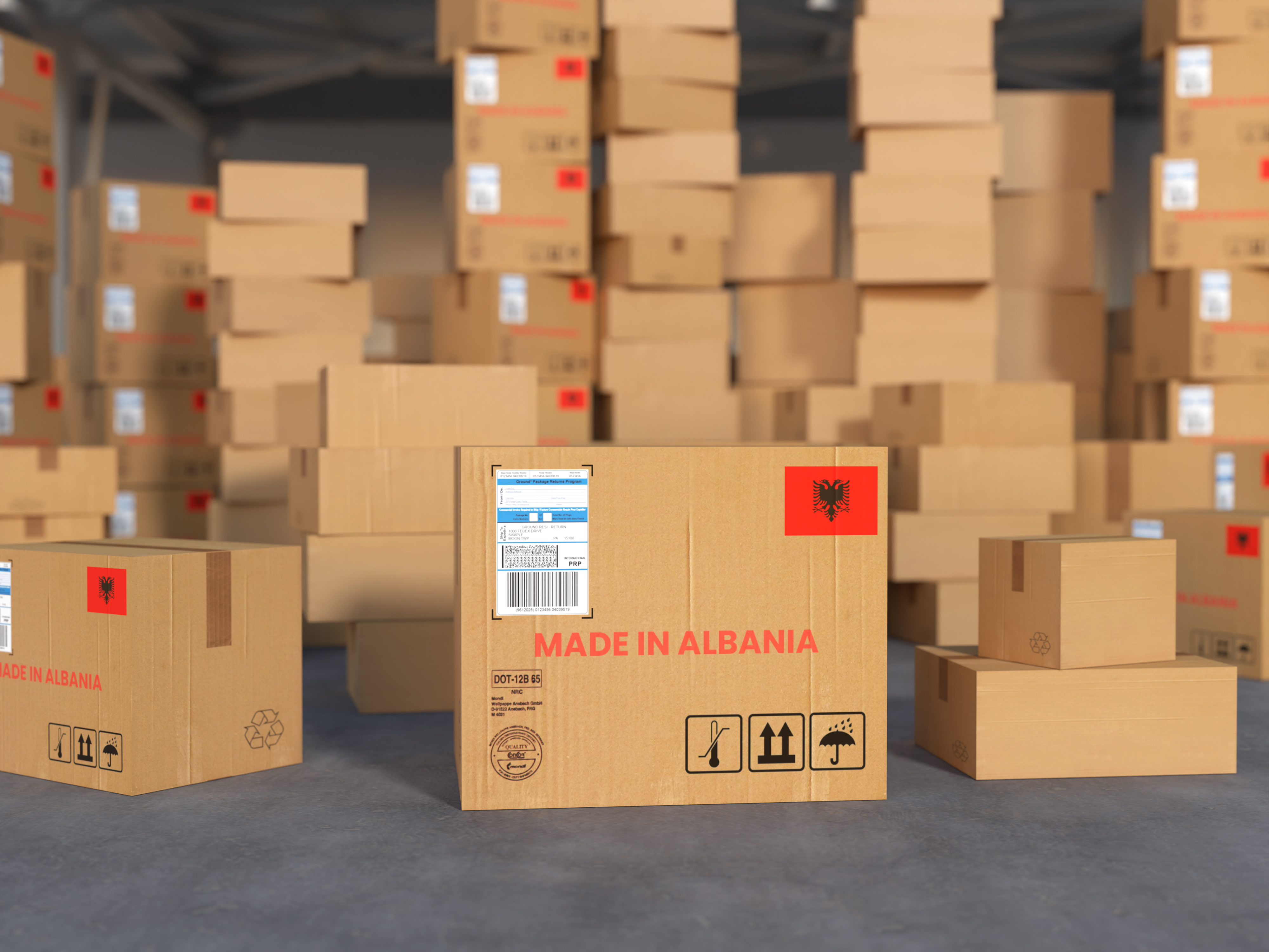 Made in Albania Cardboard Shipping Boxes