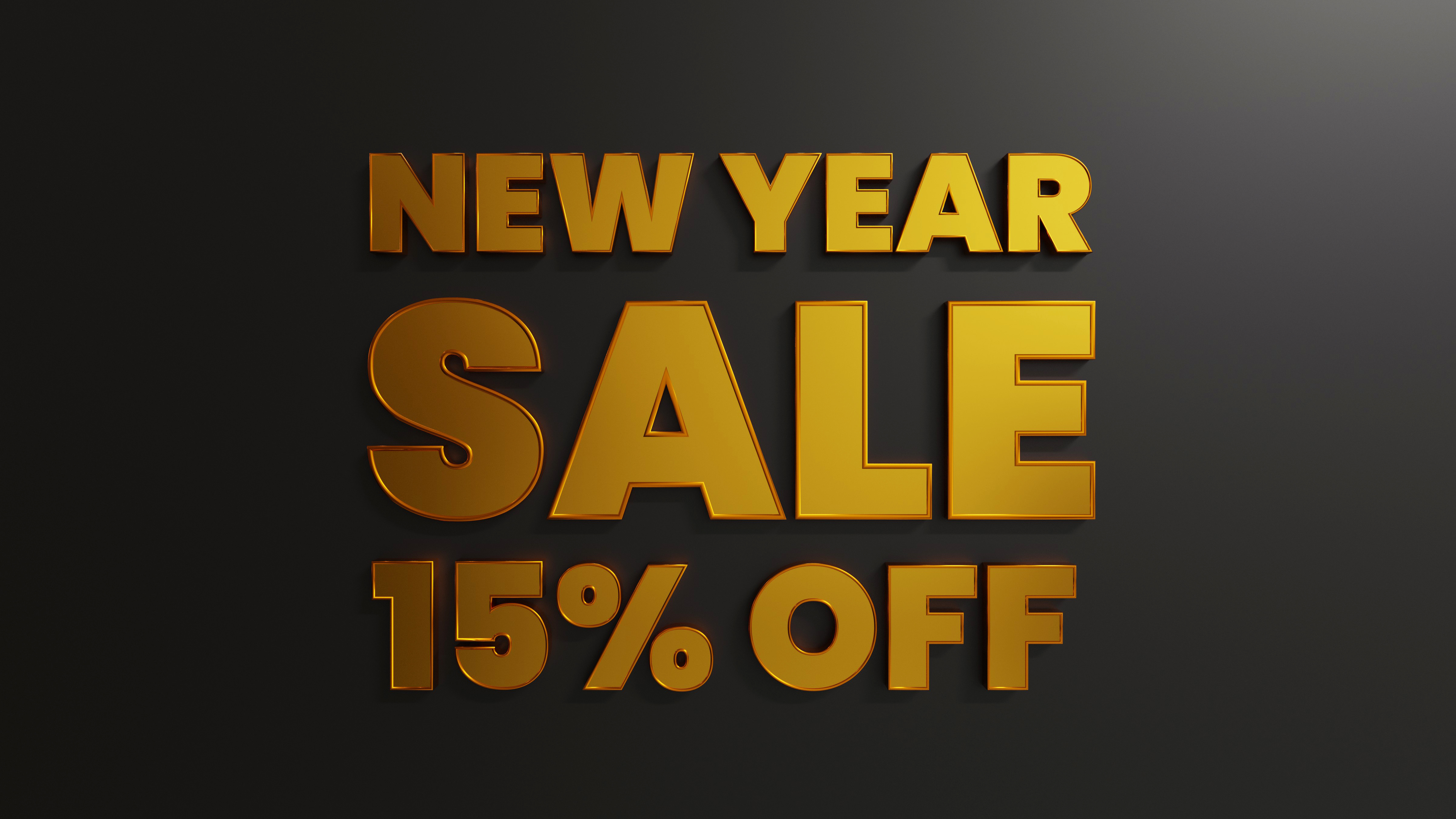 Gold New Year Sale 15 Percent Off With Dark Background