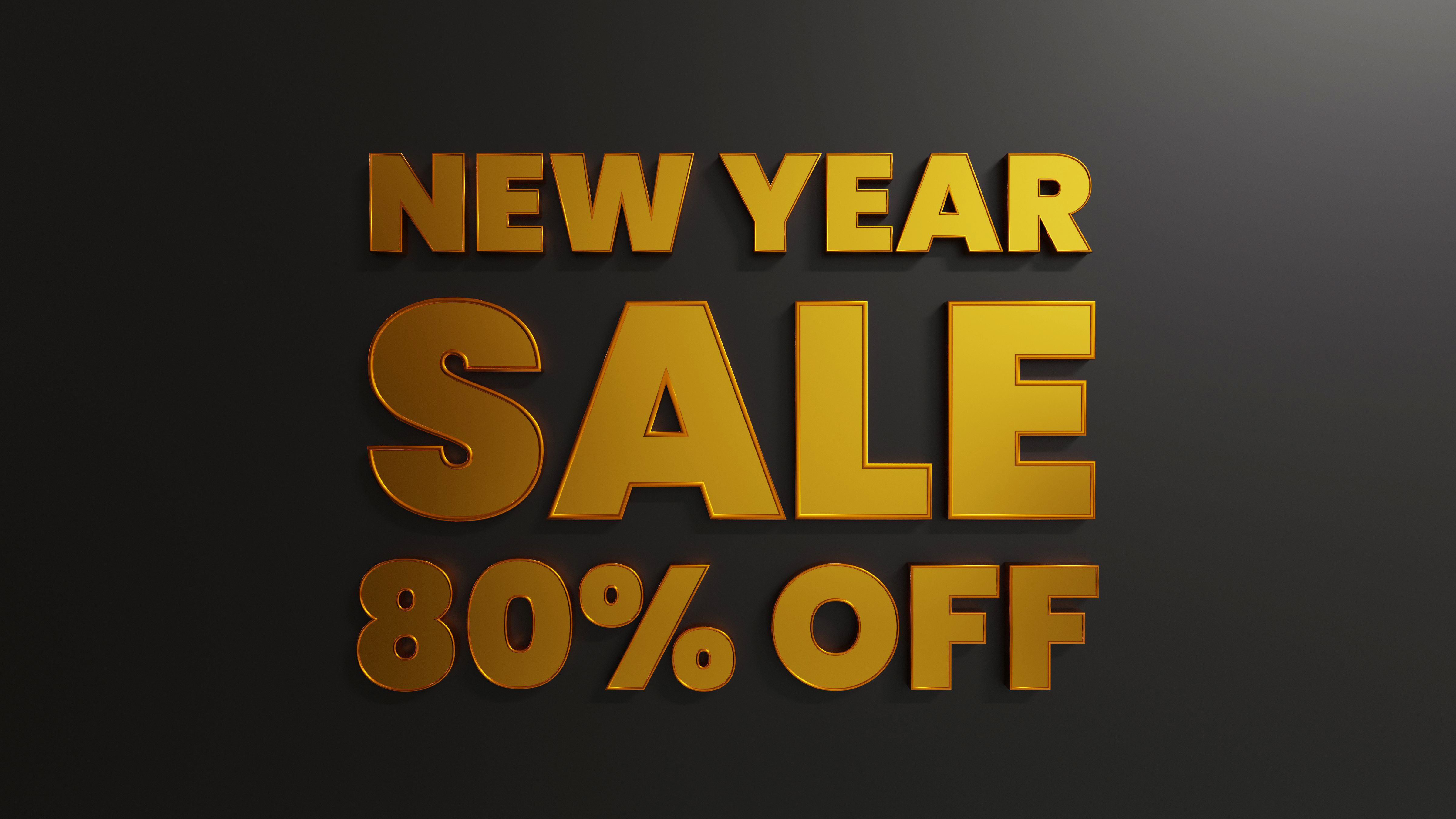 Gold New Year Sale 80 Percent Off With Dark Background