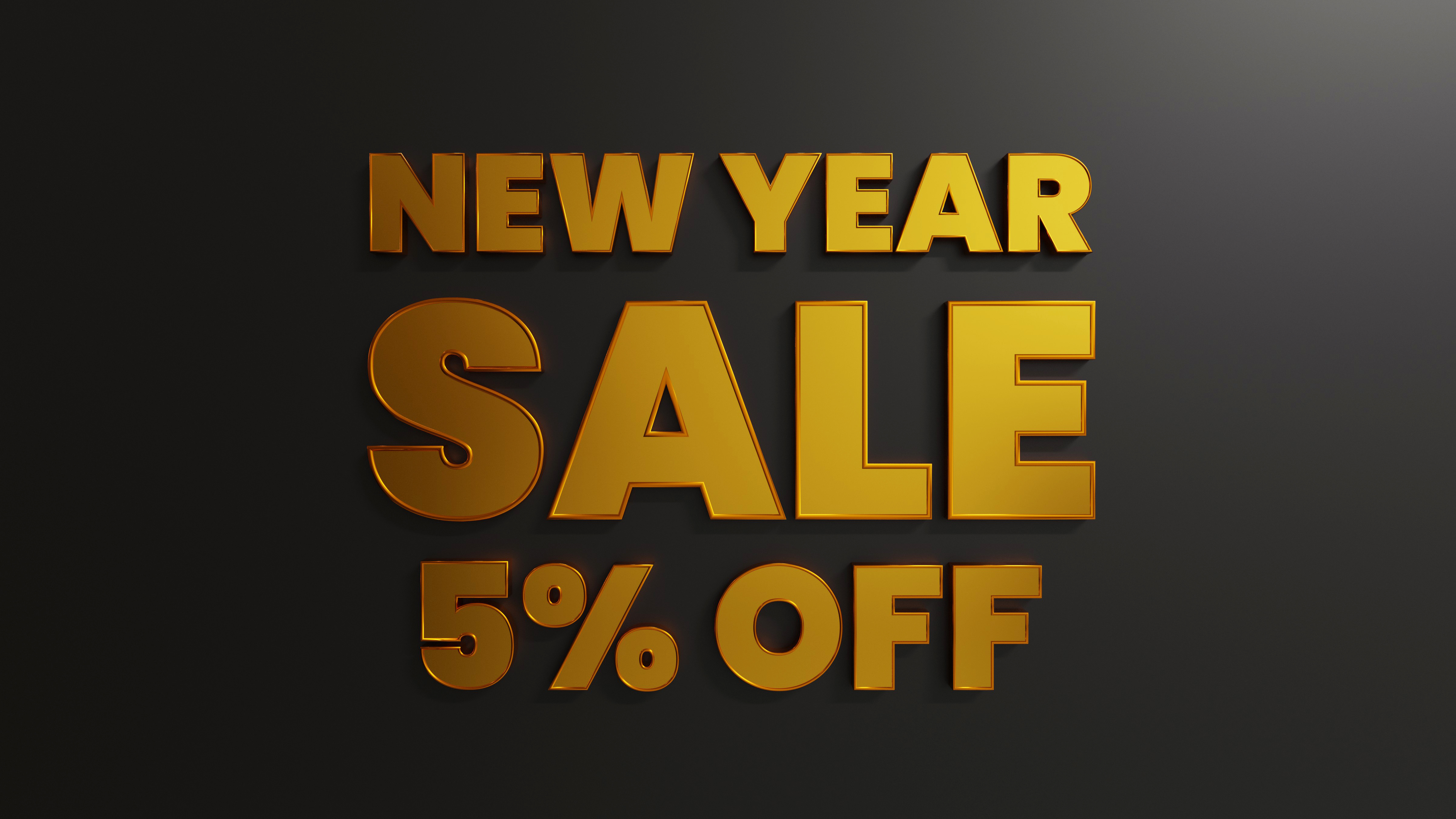 Gold New Year Sale 5 Percent Off With Dark Background