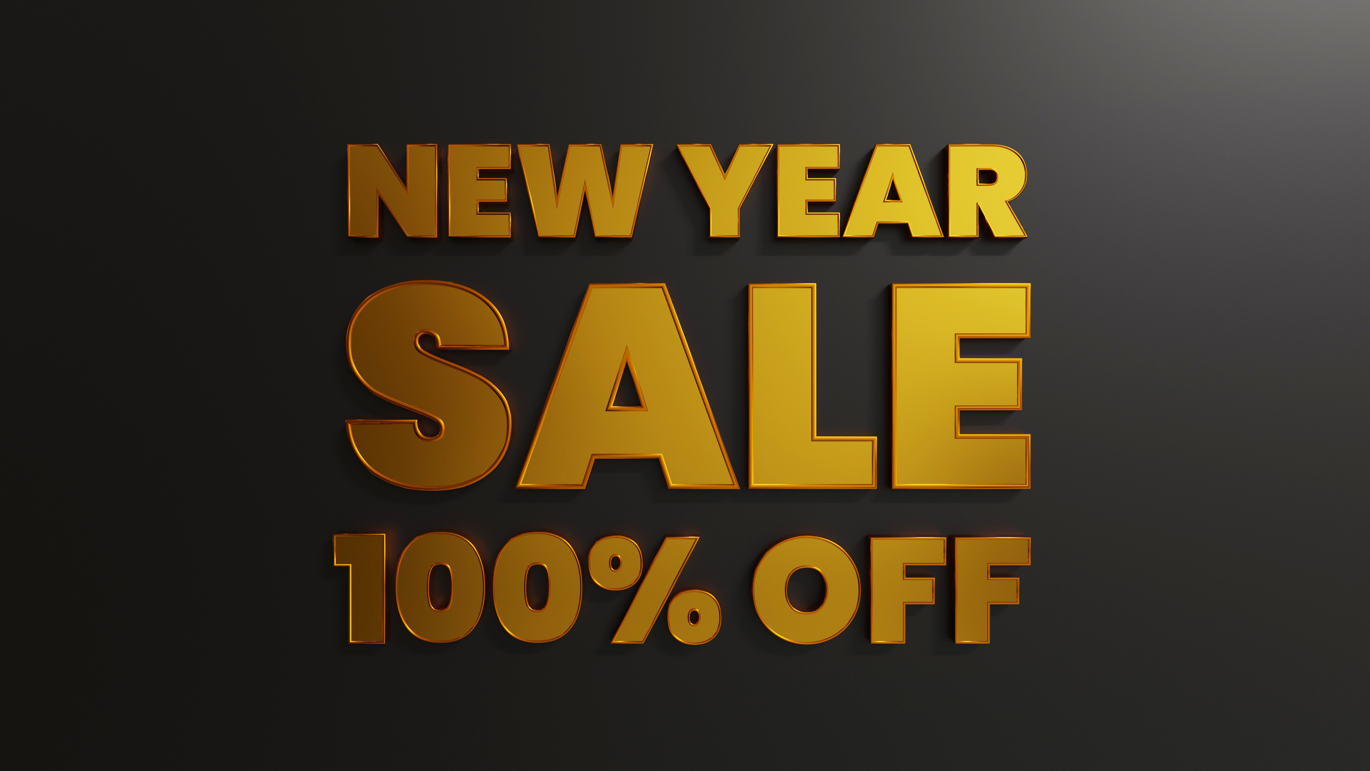Gold New Year Sale 100 Percent Off With Dark Background