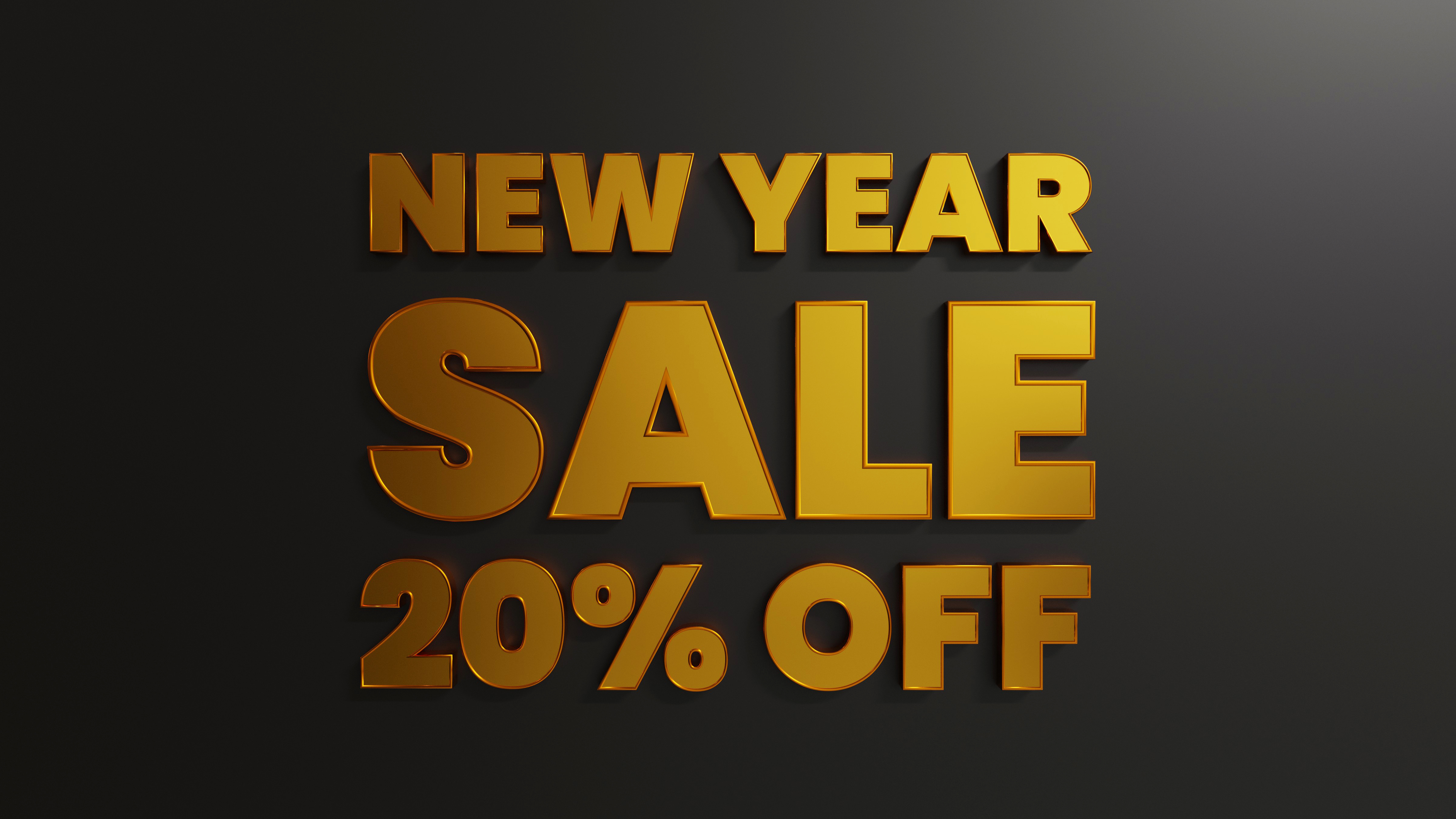 Gold New Year Sale 20 Percent Off With Dark Background