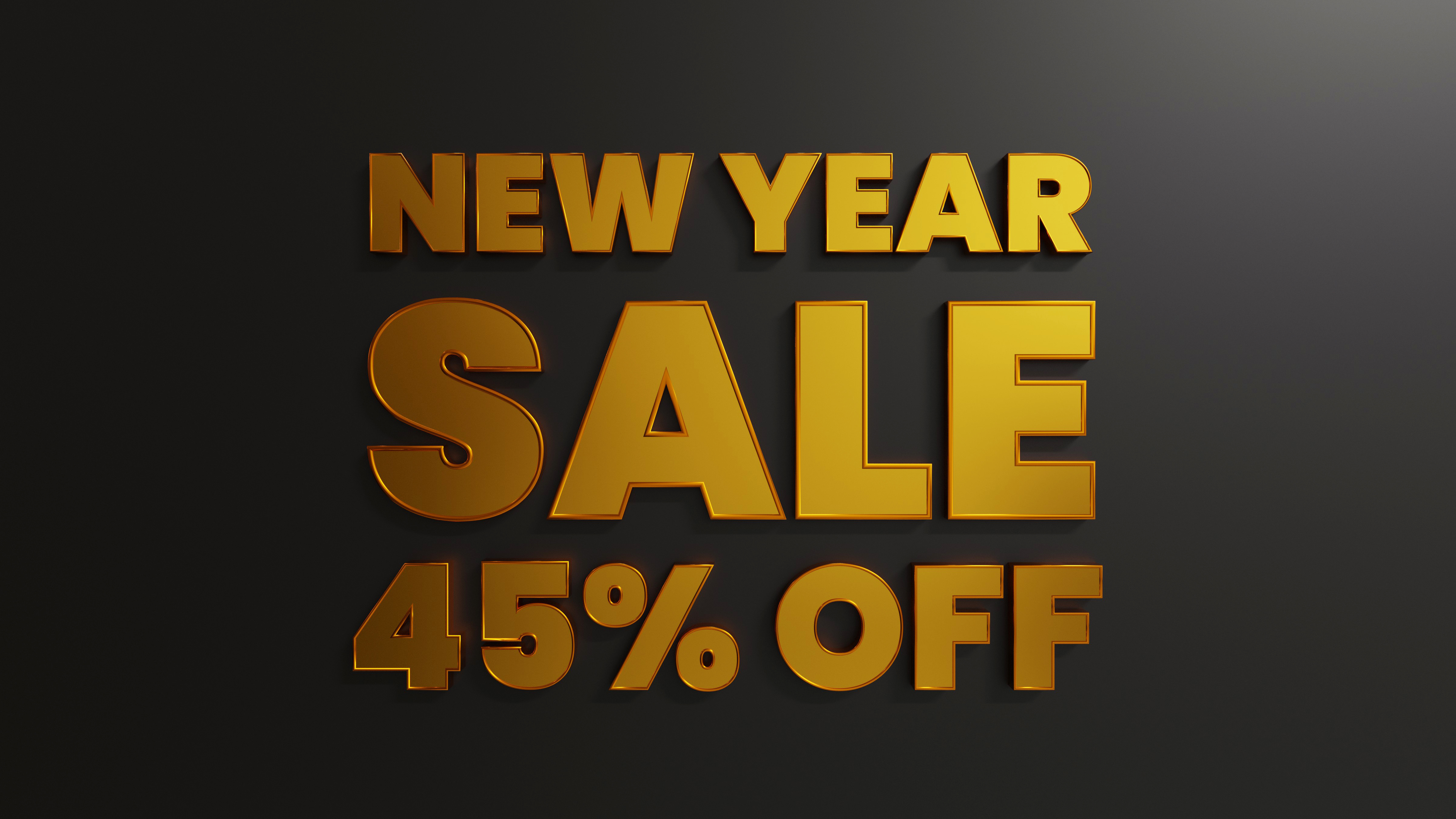 Gold New Year Sale 45 Percent Off With Dark Background