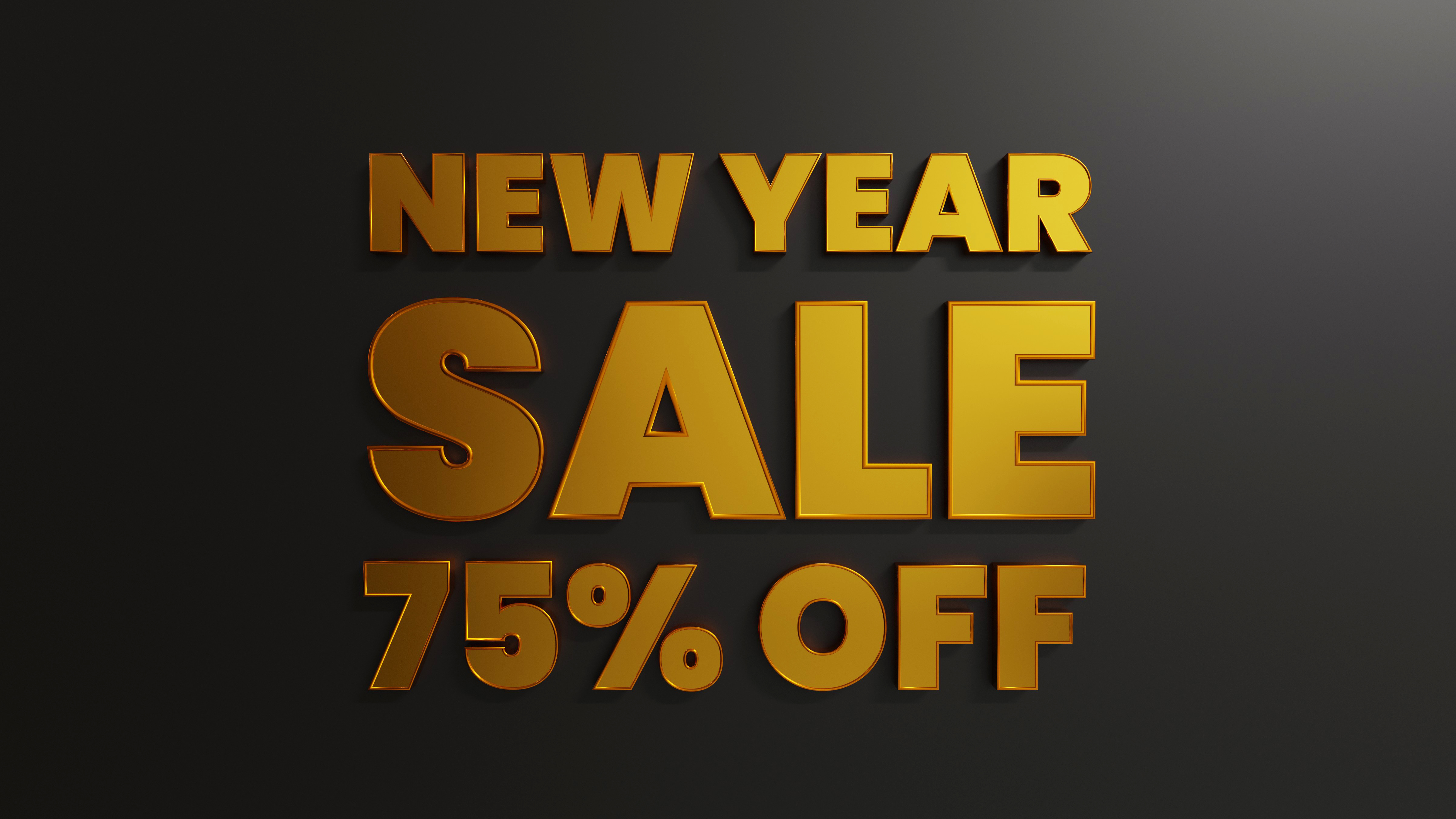 Gold New Year Sale 75 Percent Off With Dark Background