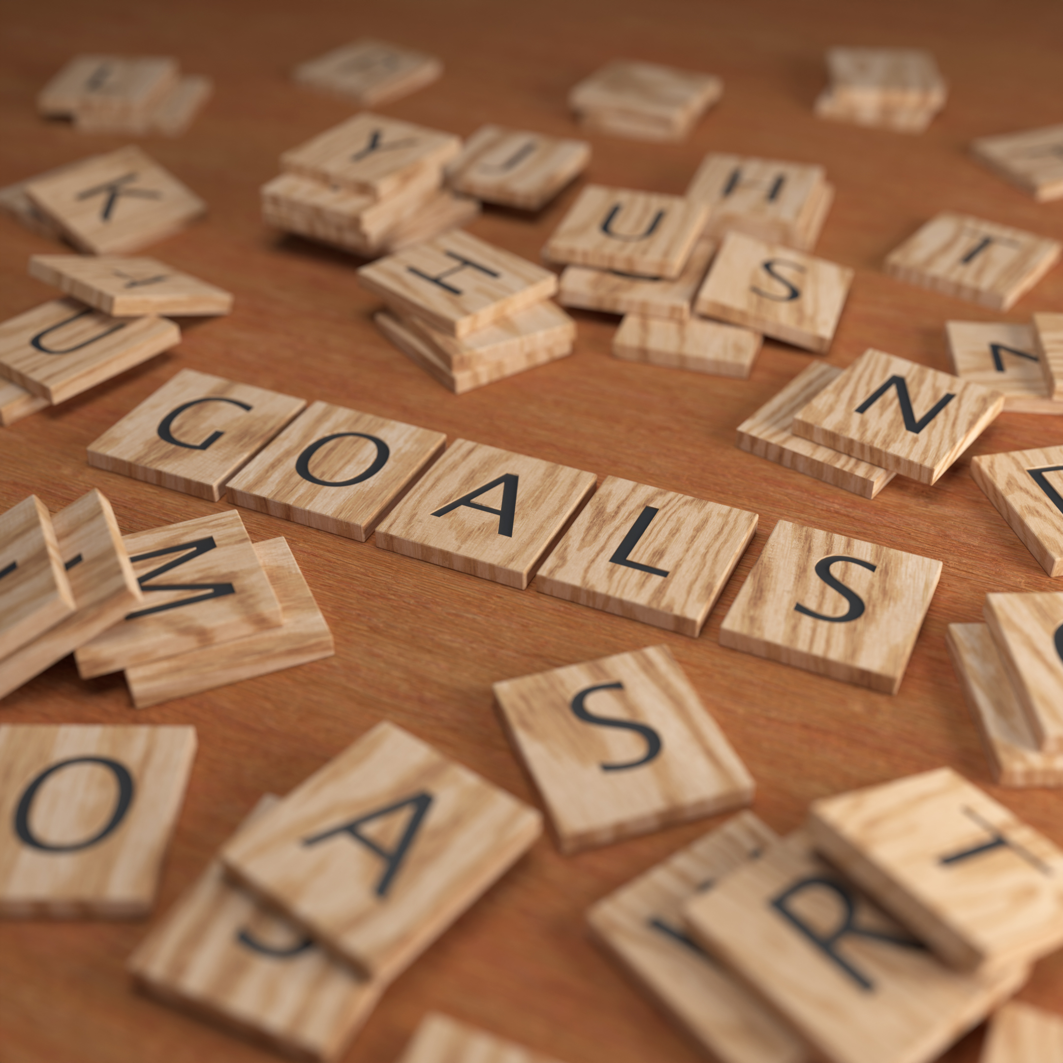 Wooden Scrabble Letters GOALS