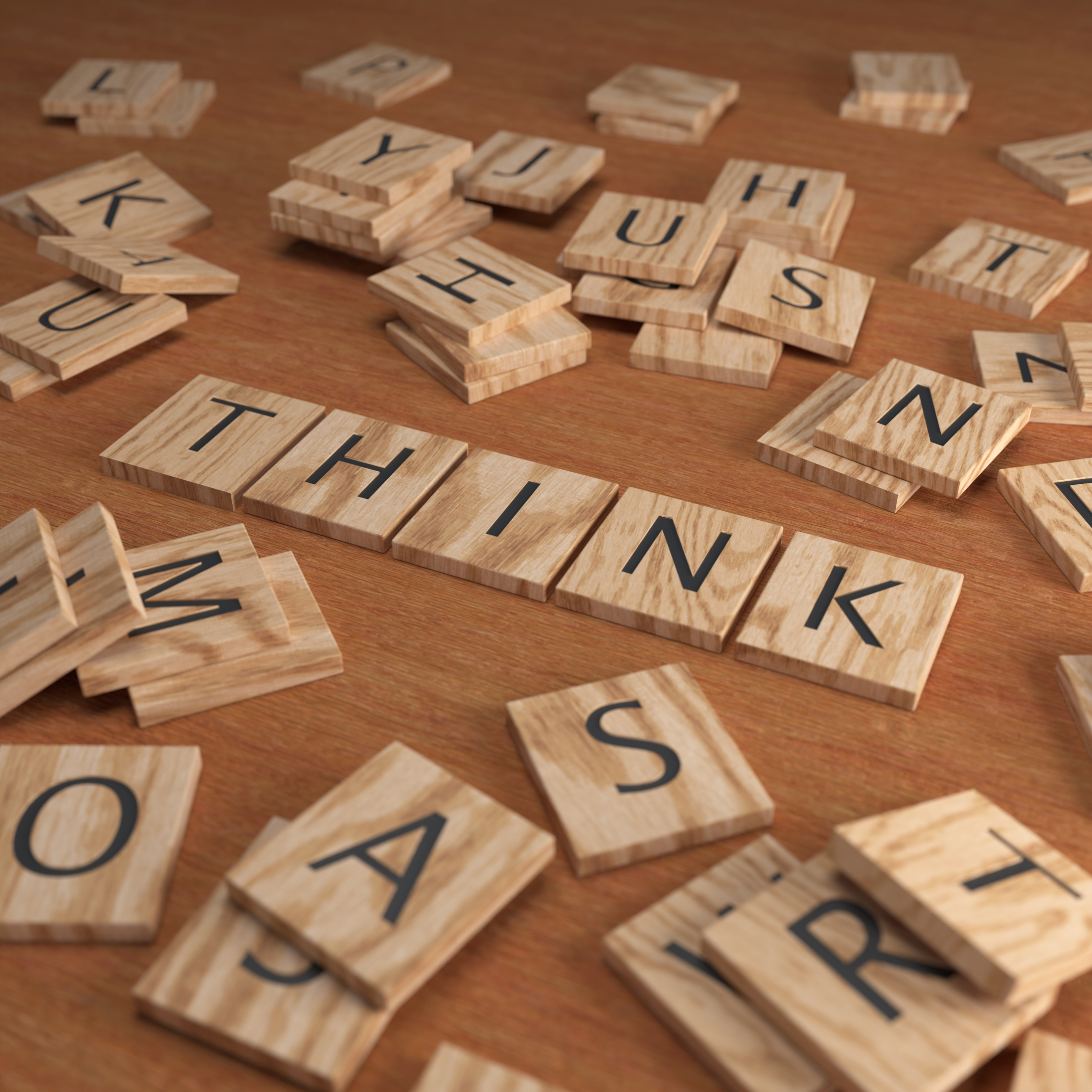 Wooden Scrabble Letters THINK
