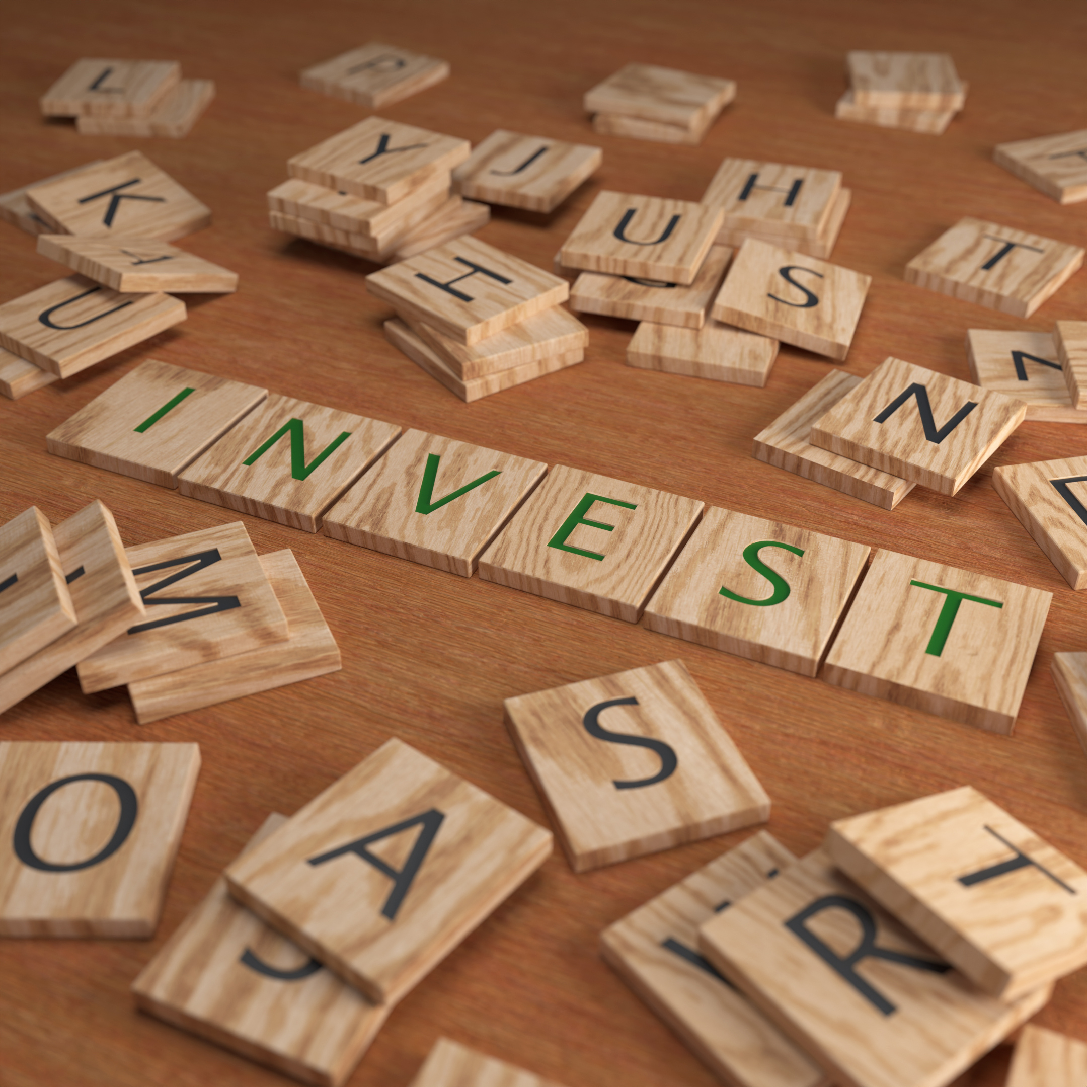 Wooden Scrabble Letters INVEST