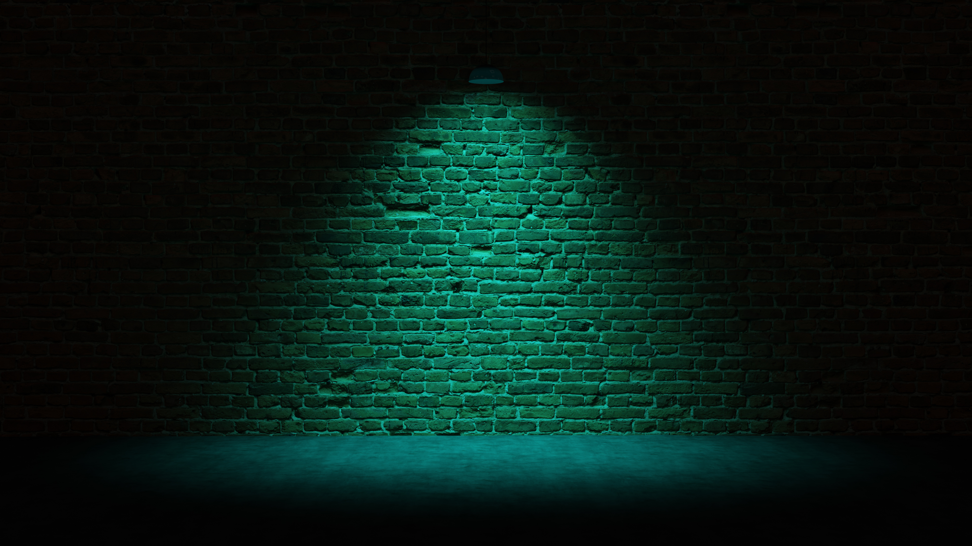 Brick Wall With Turqoise Light
