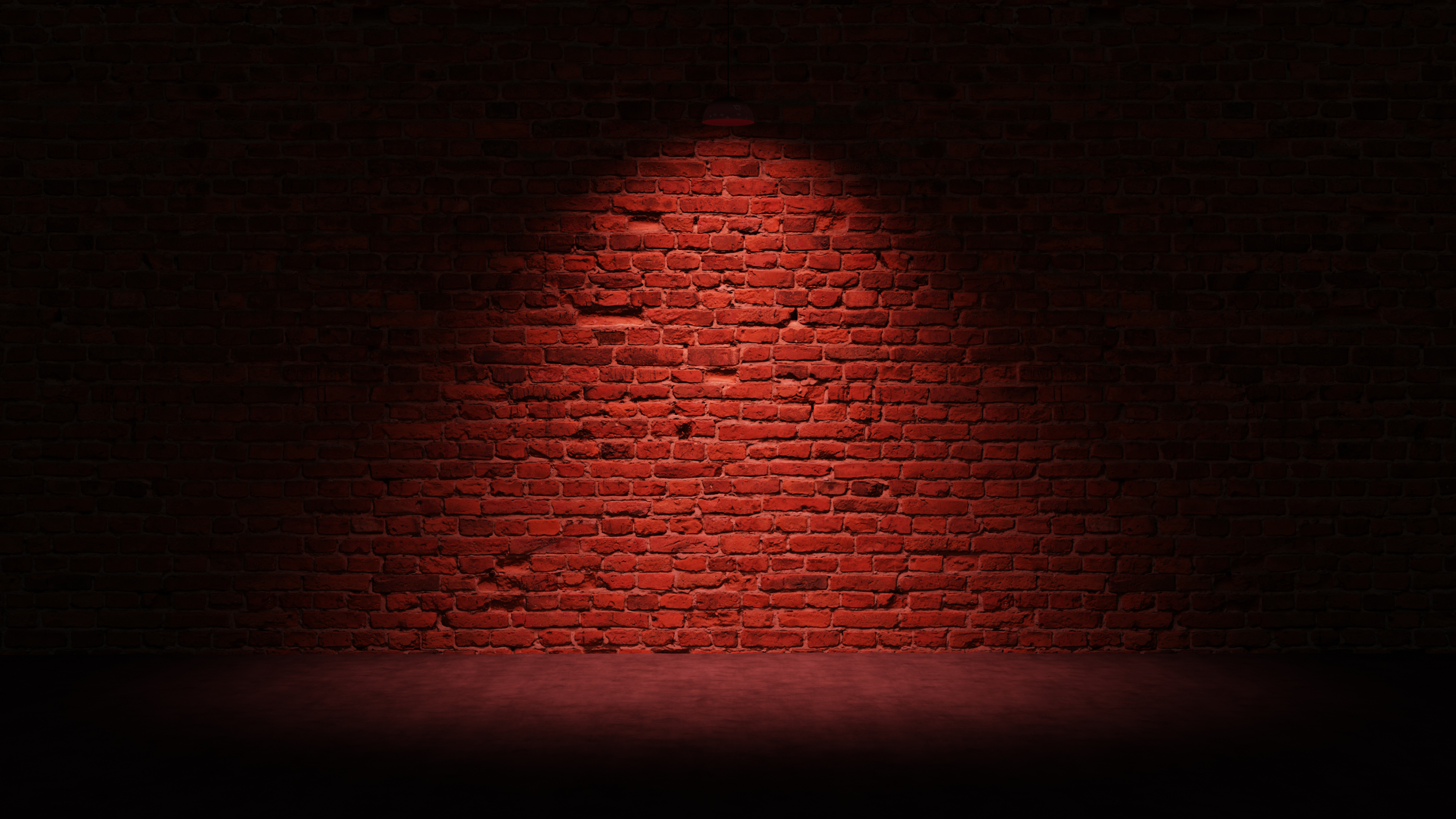 Brick Wall With Red Light