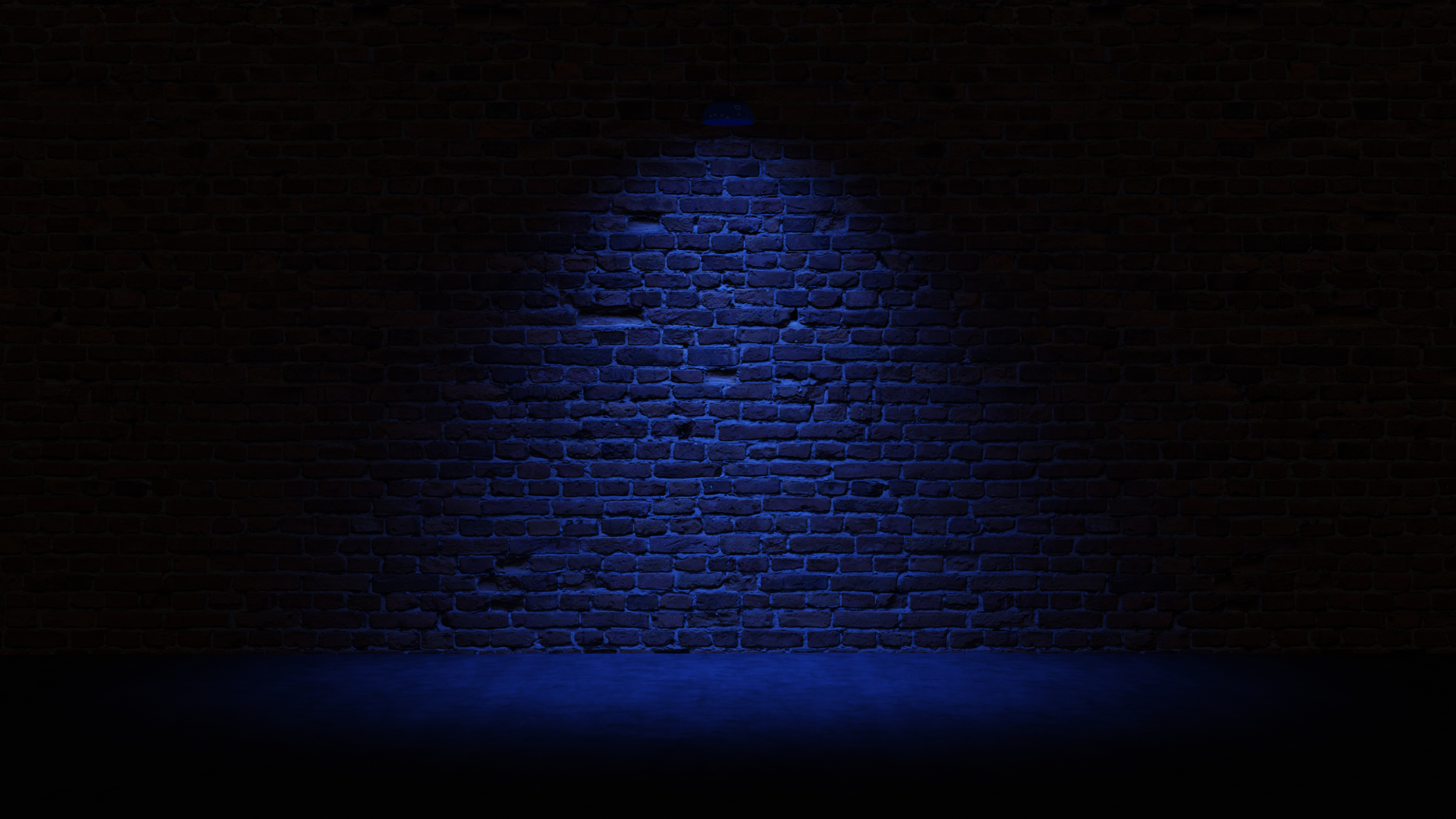 Brick Wall With Blue Light