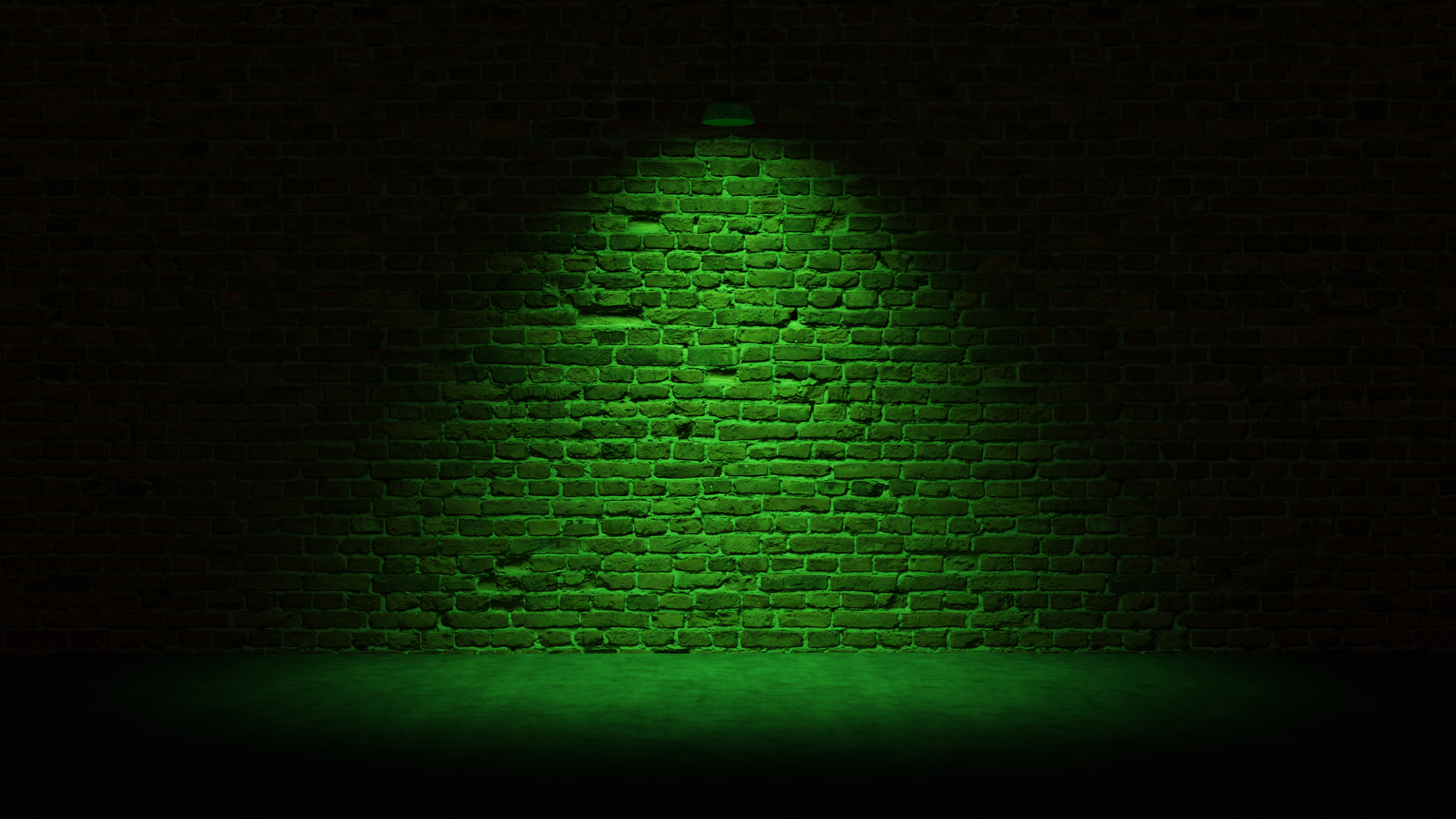 Brick Wall With Green Light