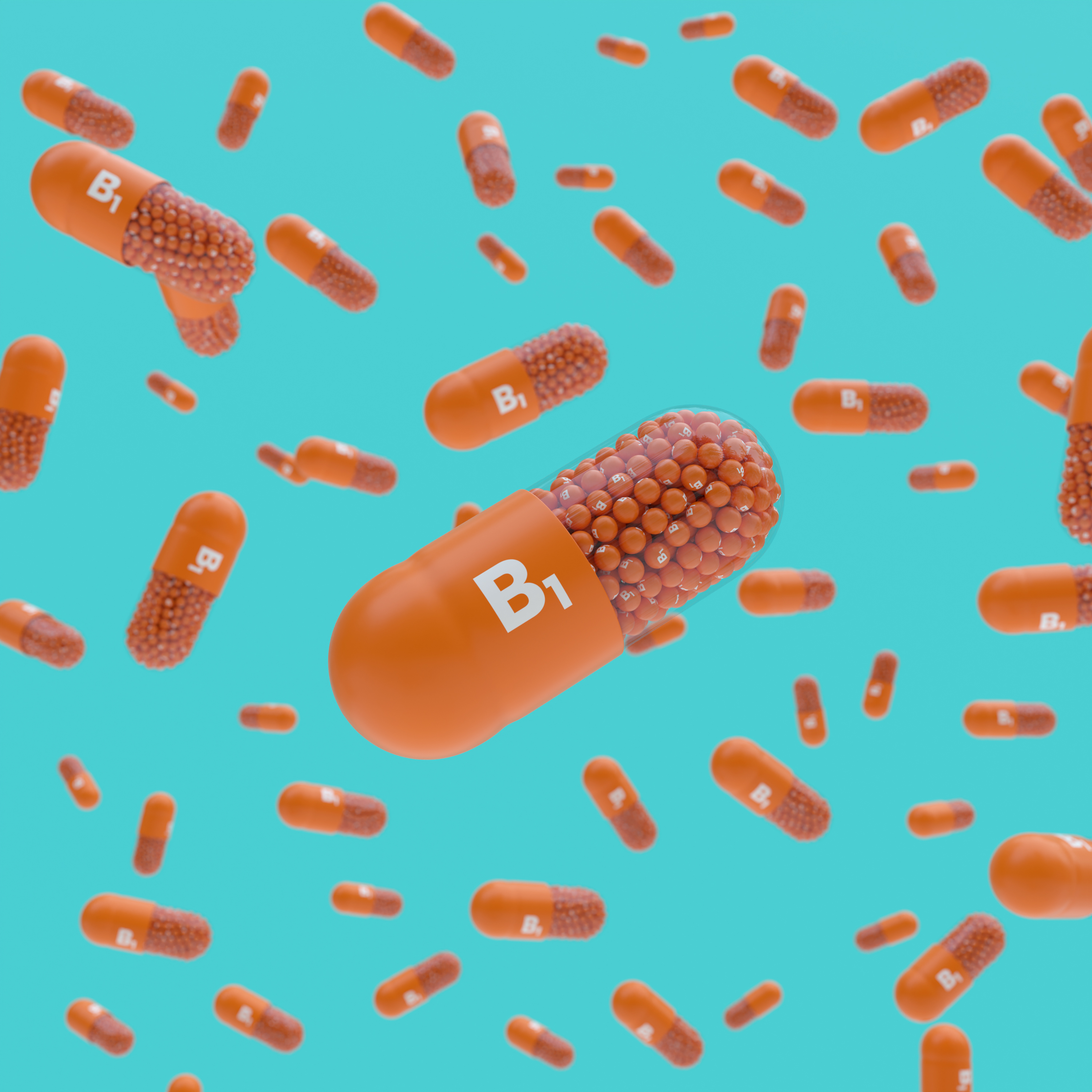 Close-up of pill capsule labeled B1
