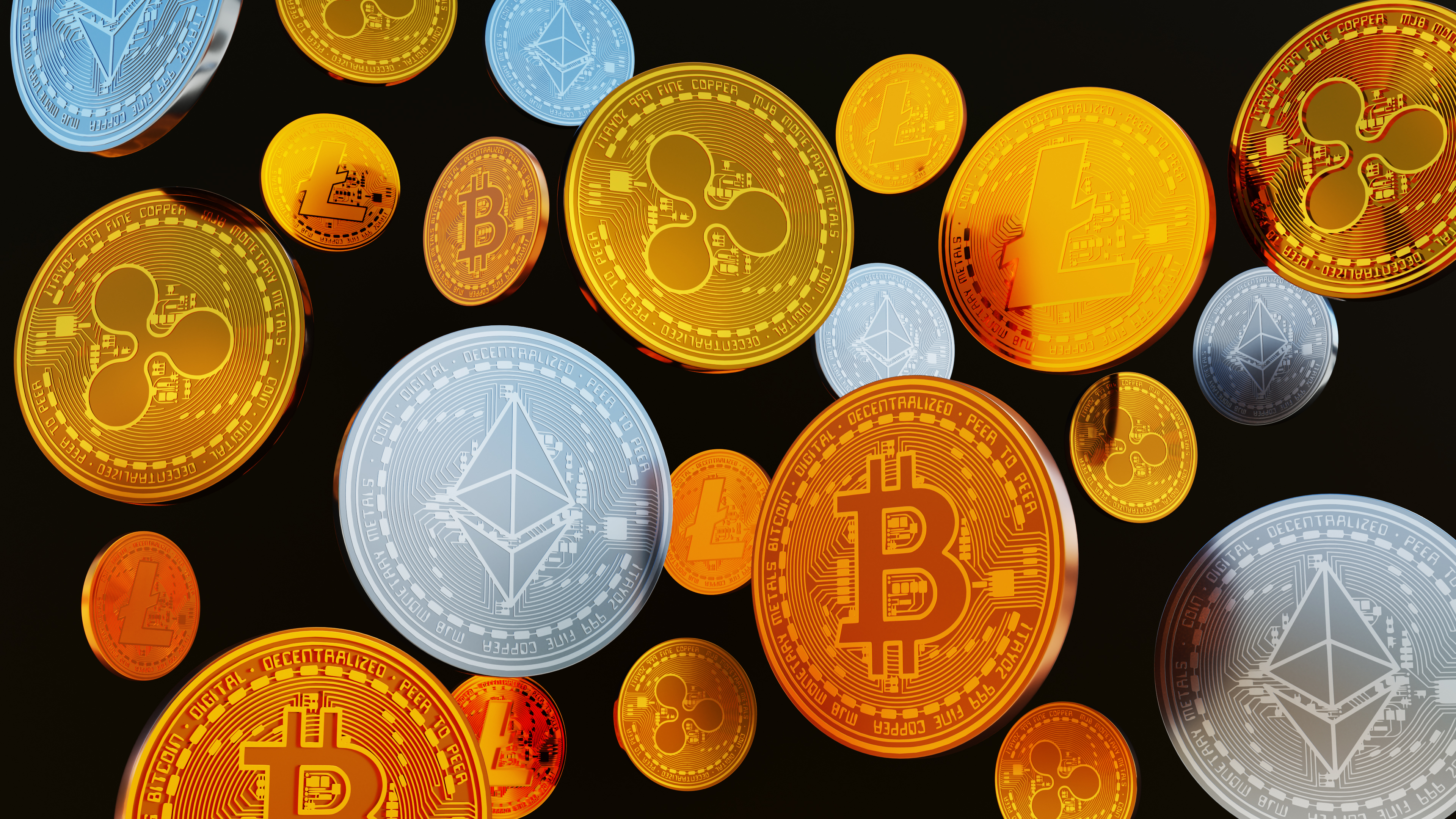 Falling Cryptocurrencies  With Dark Background-1