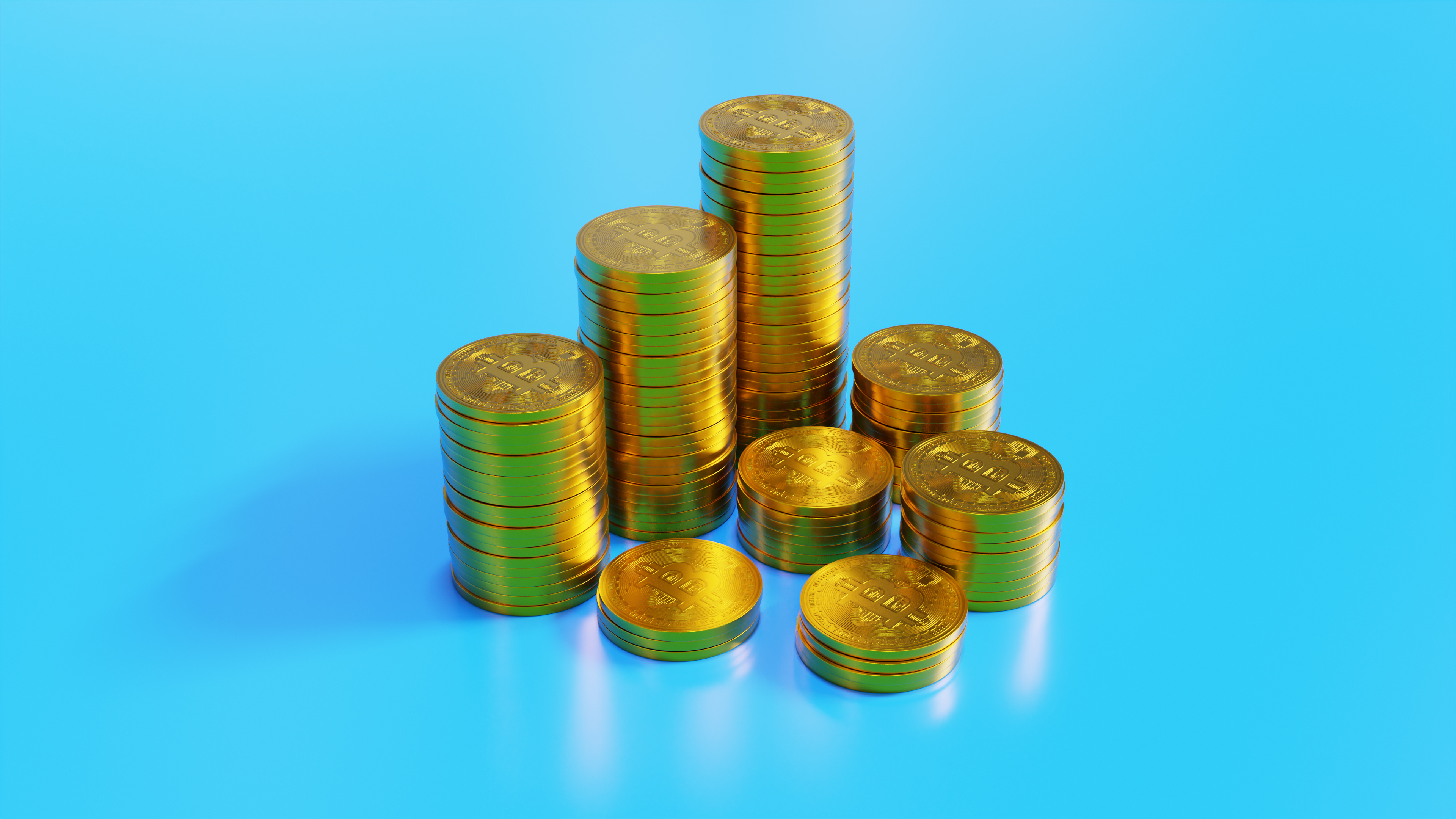 Stacked Golden Bitcoins Cryptocurrencies-3