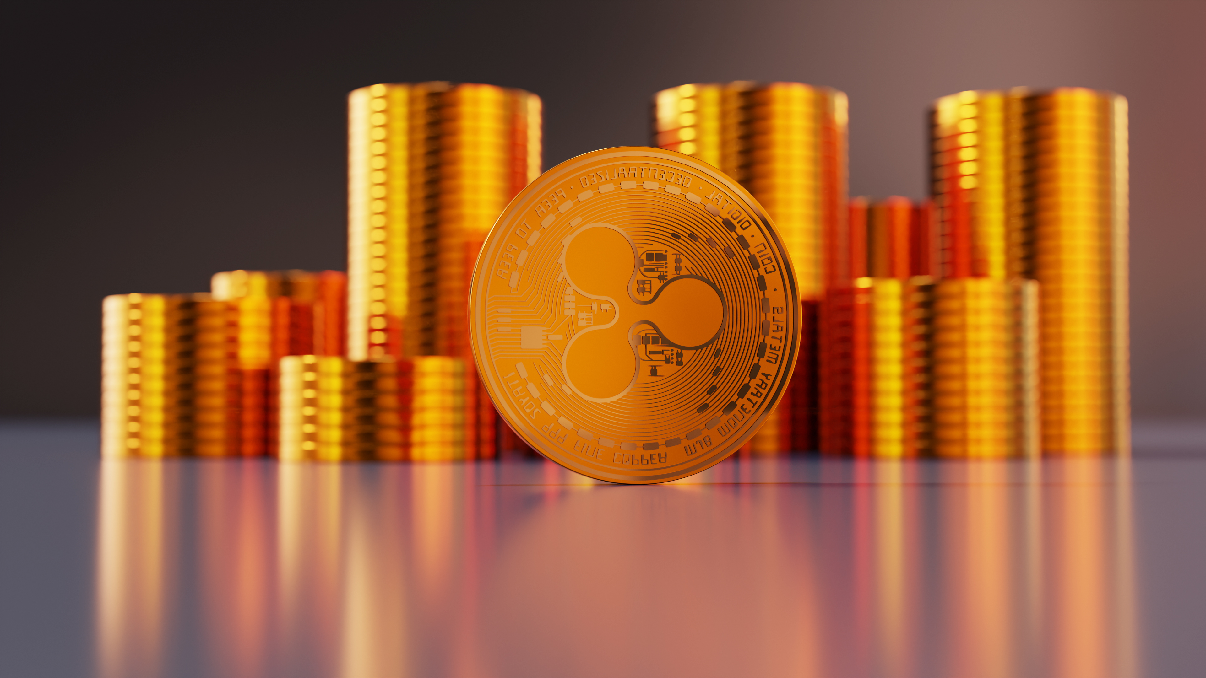 Golden Ripple With Coins In The Background