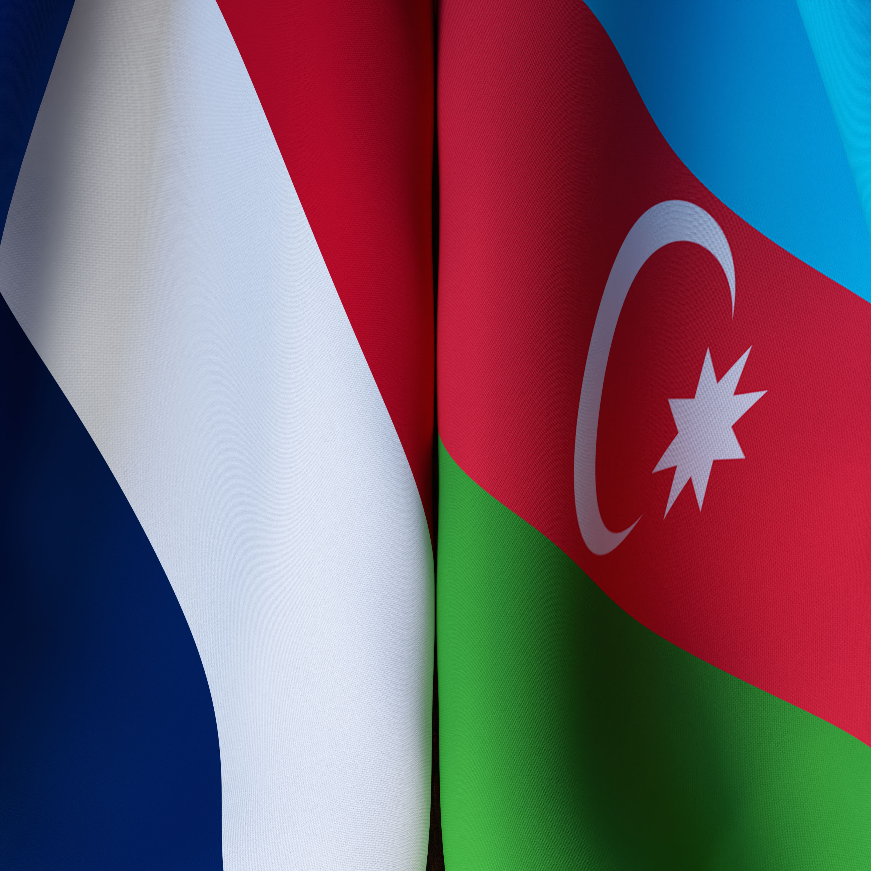 Waving Flags Of France And Azerbaijan