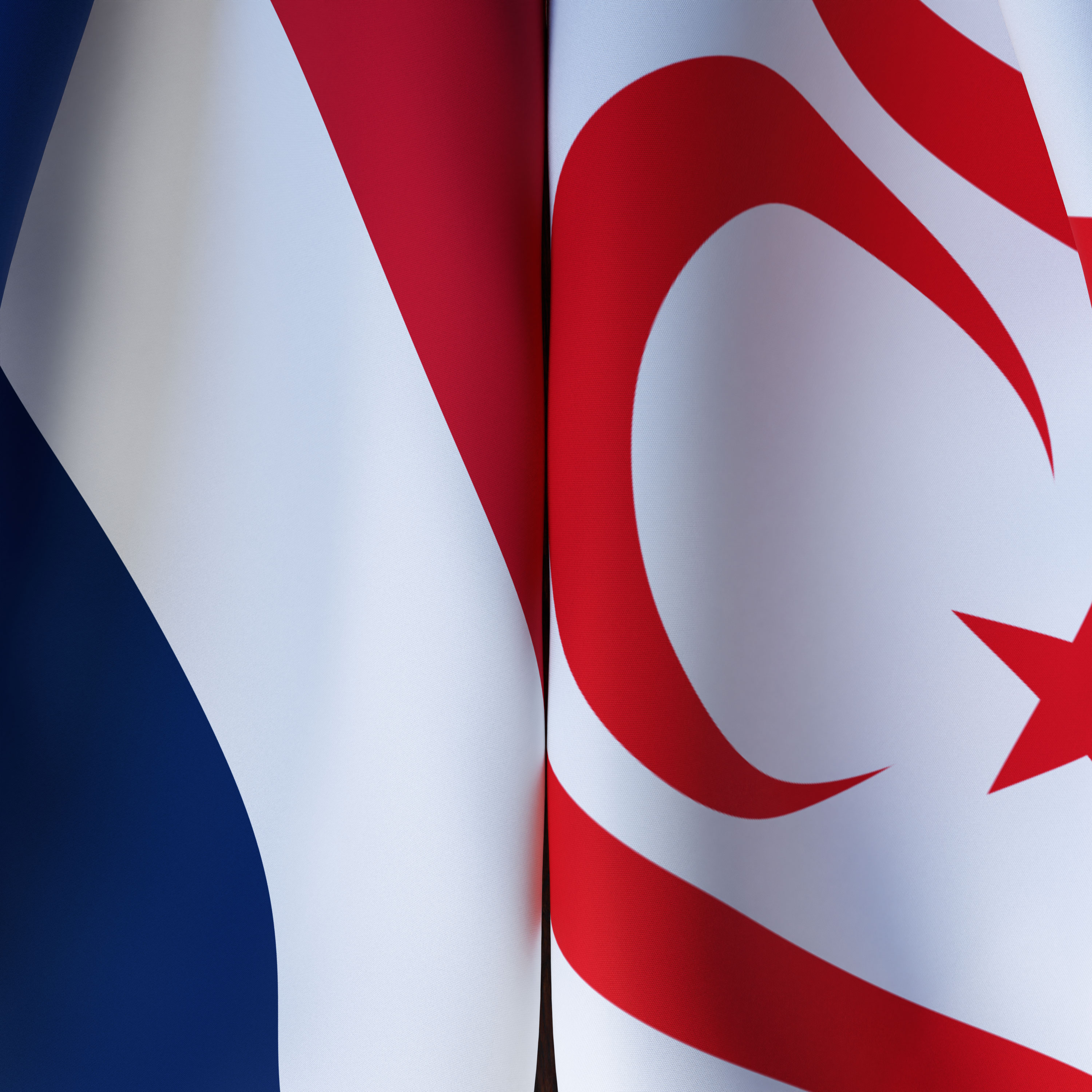 Waving Flags Of France And Northern Cyprus