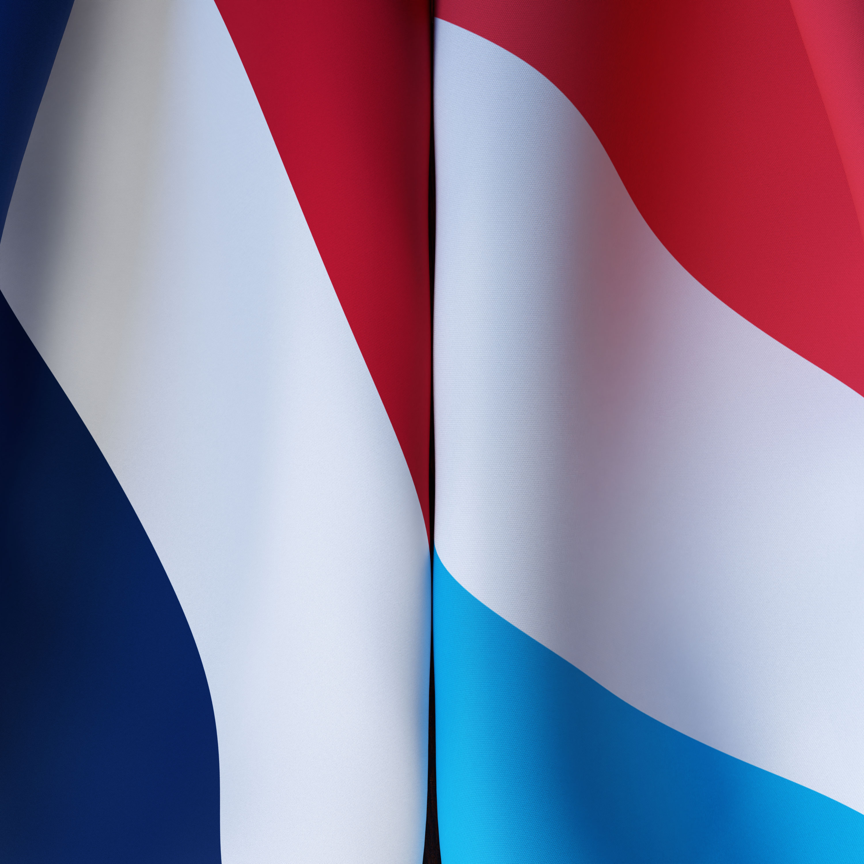 Waving Flags Of France And Luxembourg