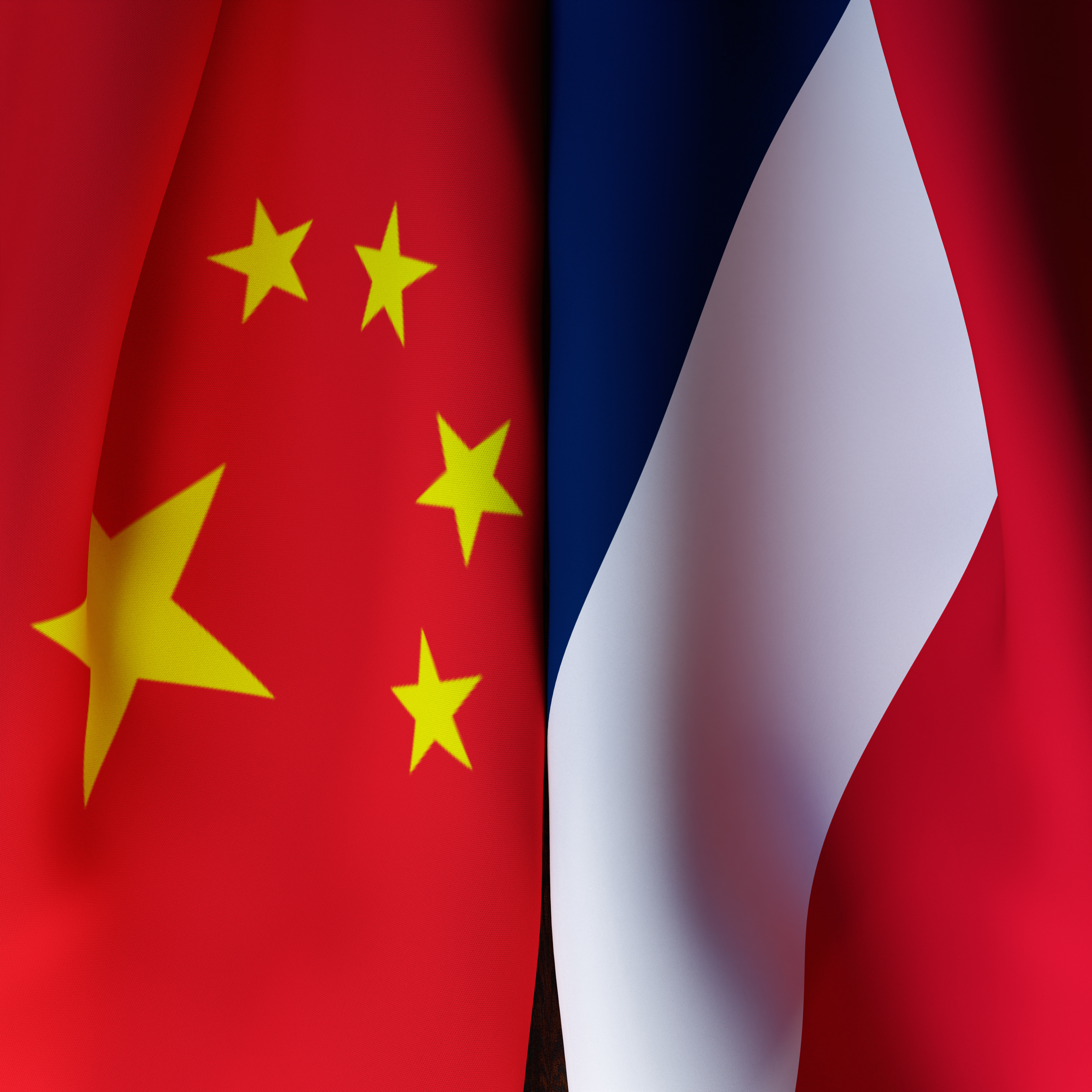 Waving Flags Of China And France