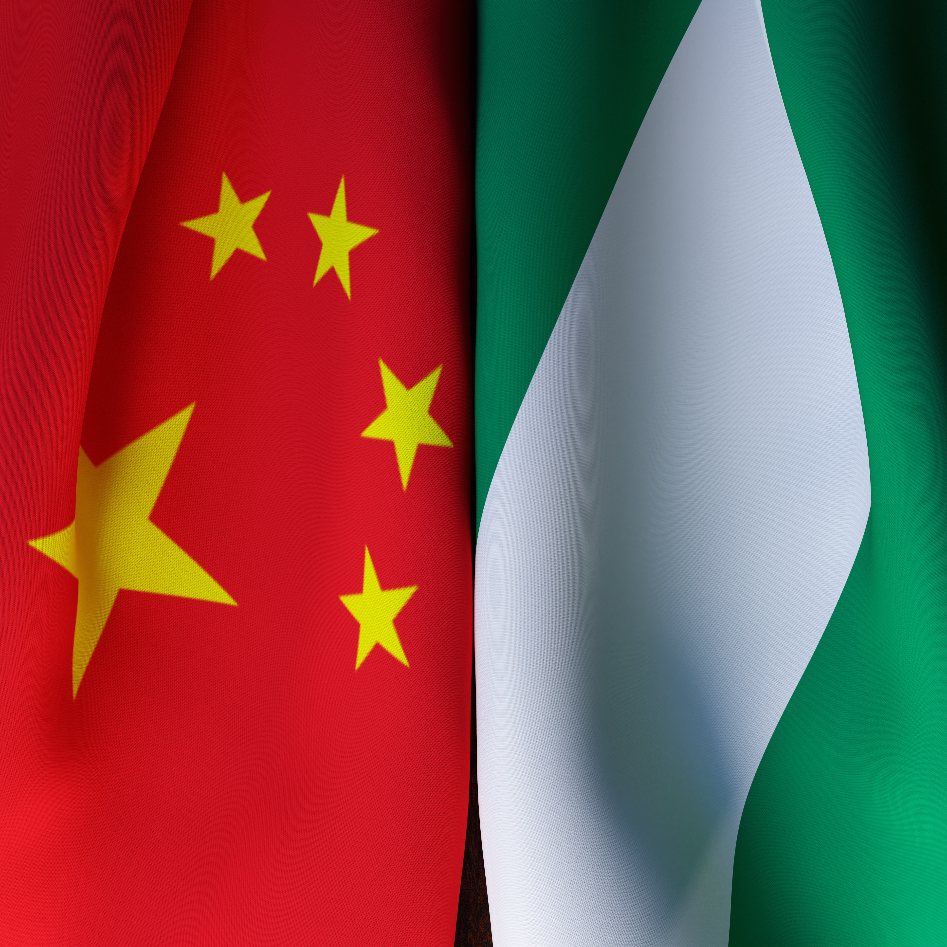 Waving Flags Of China And Nigeria