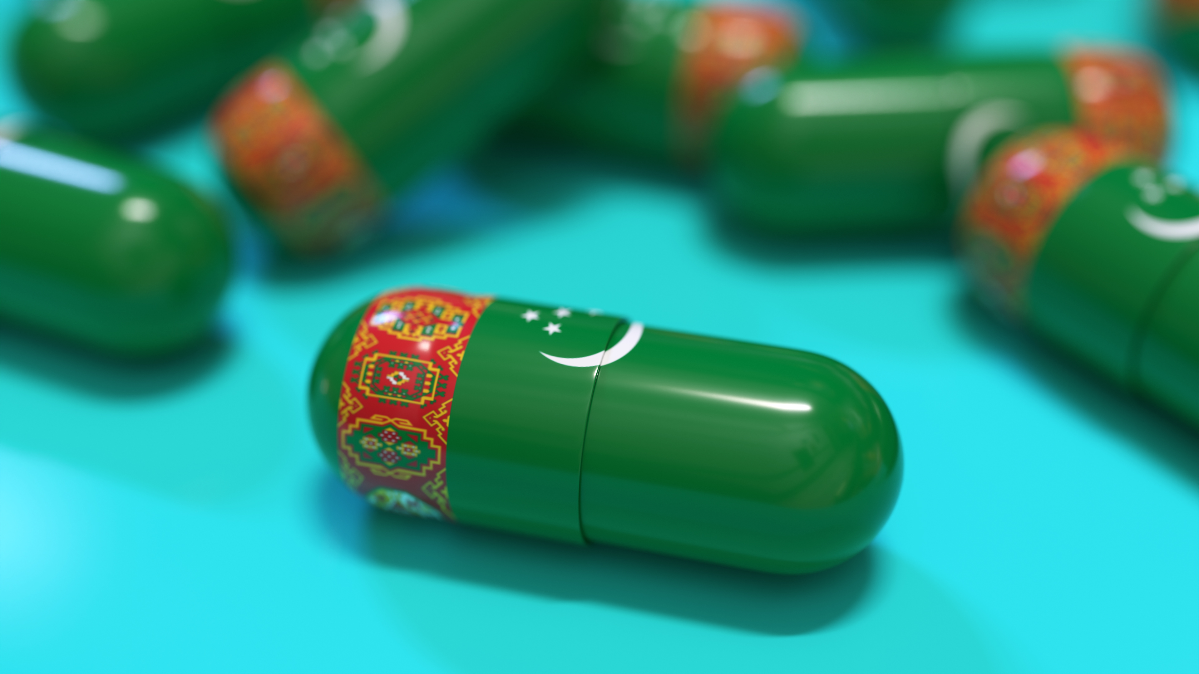 Medical Capsule With The Flag Of Turkmenistan