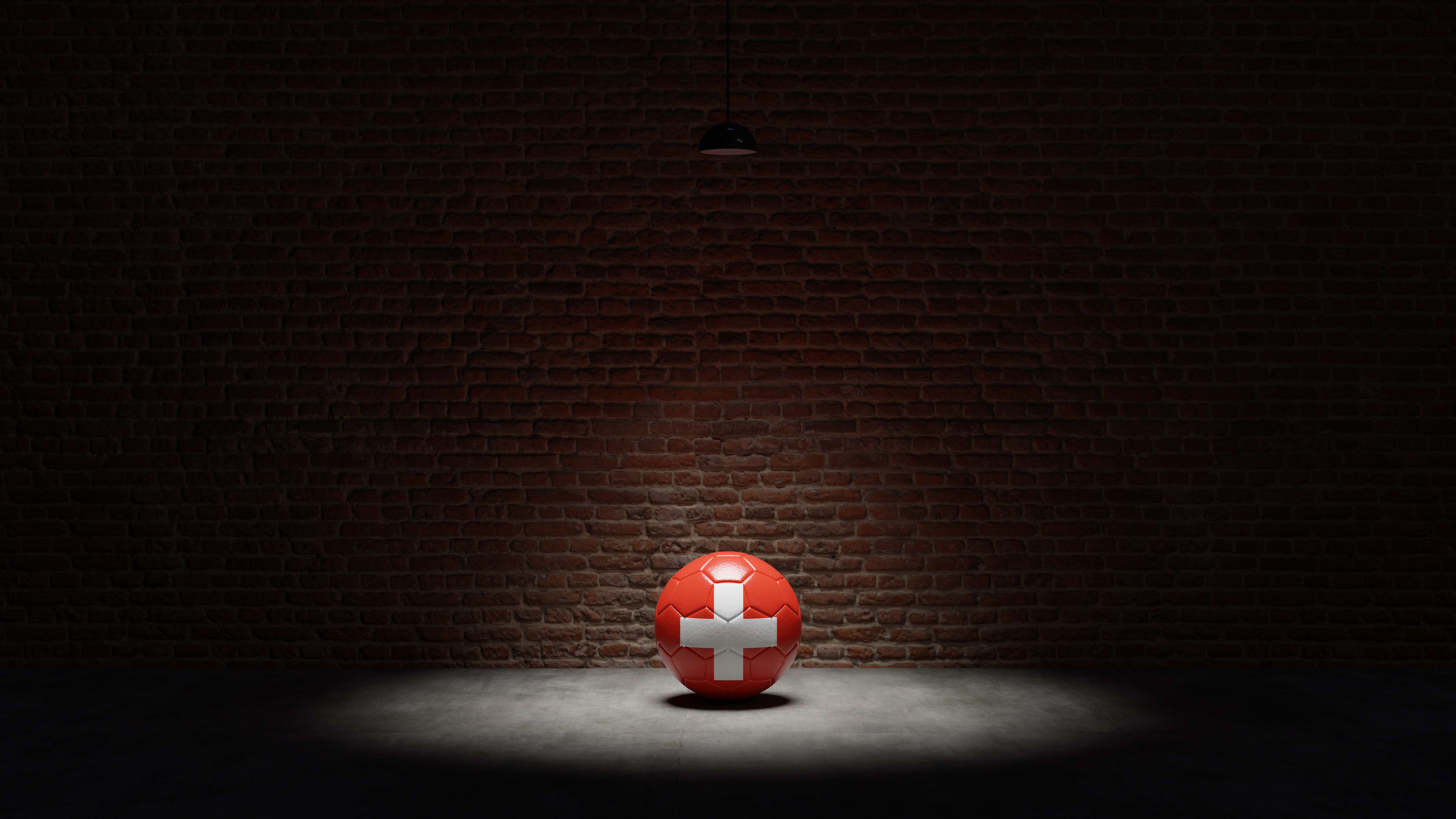 Flag of Switzerland on Soccer Ball Under Spotlight