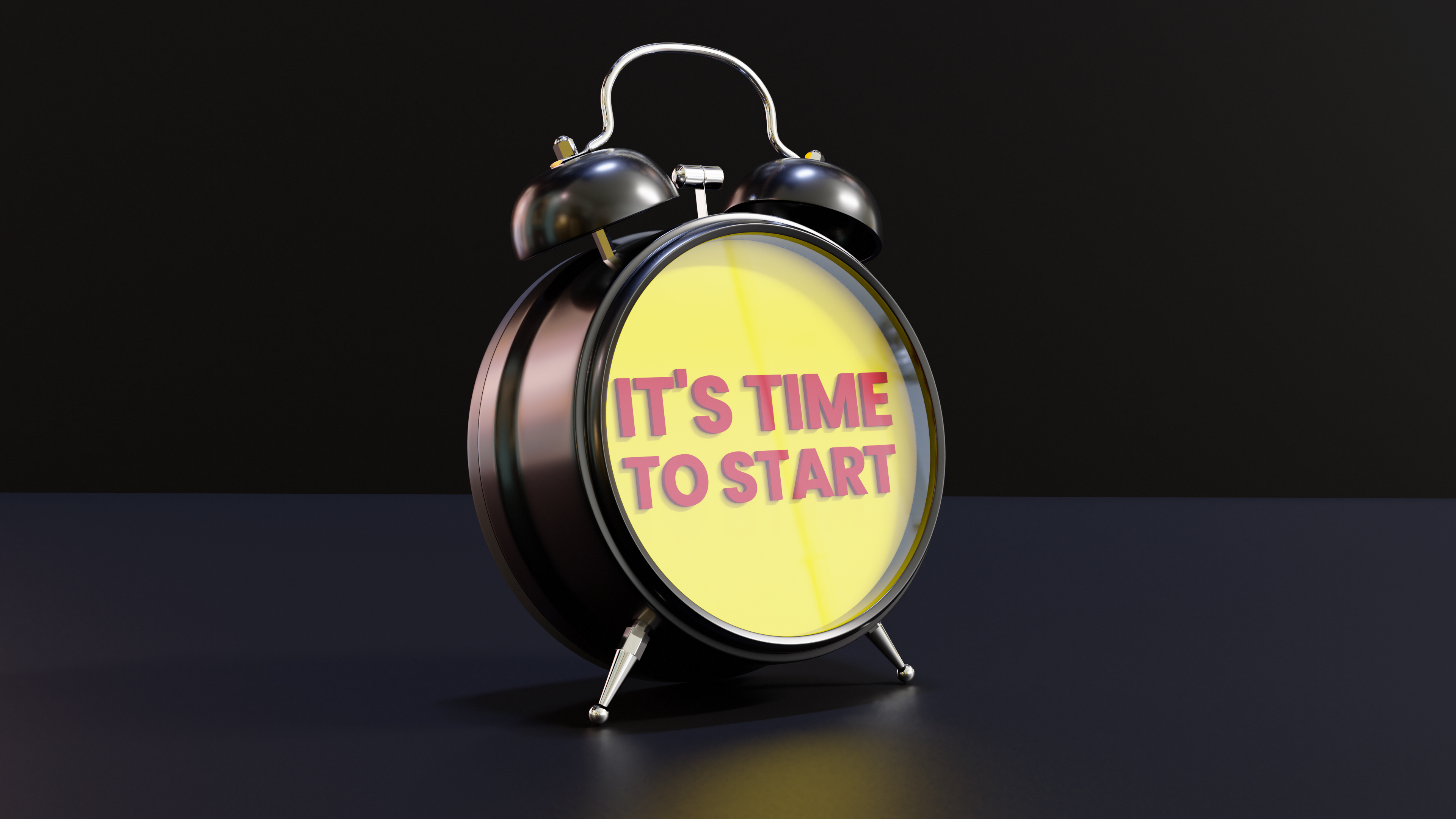 Analog Alarm Clock With It's Time To Start Text