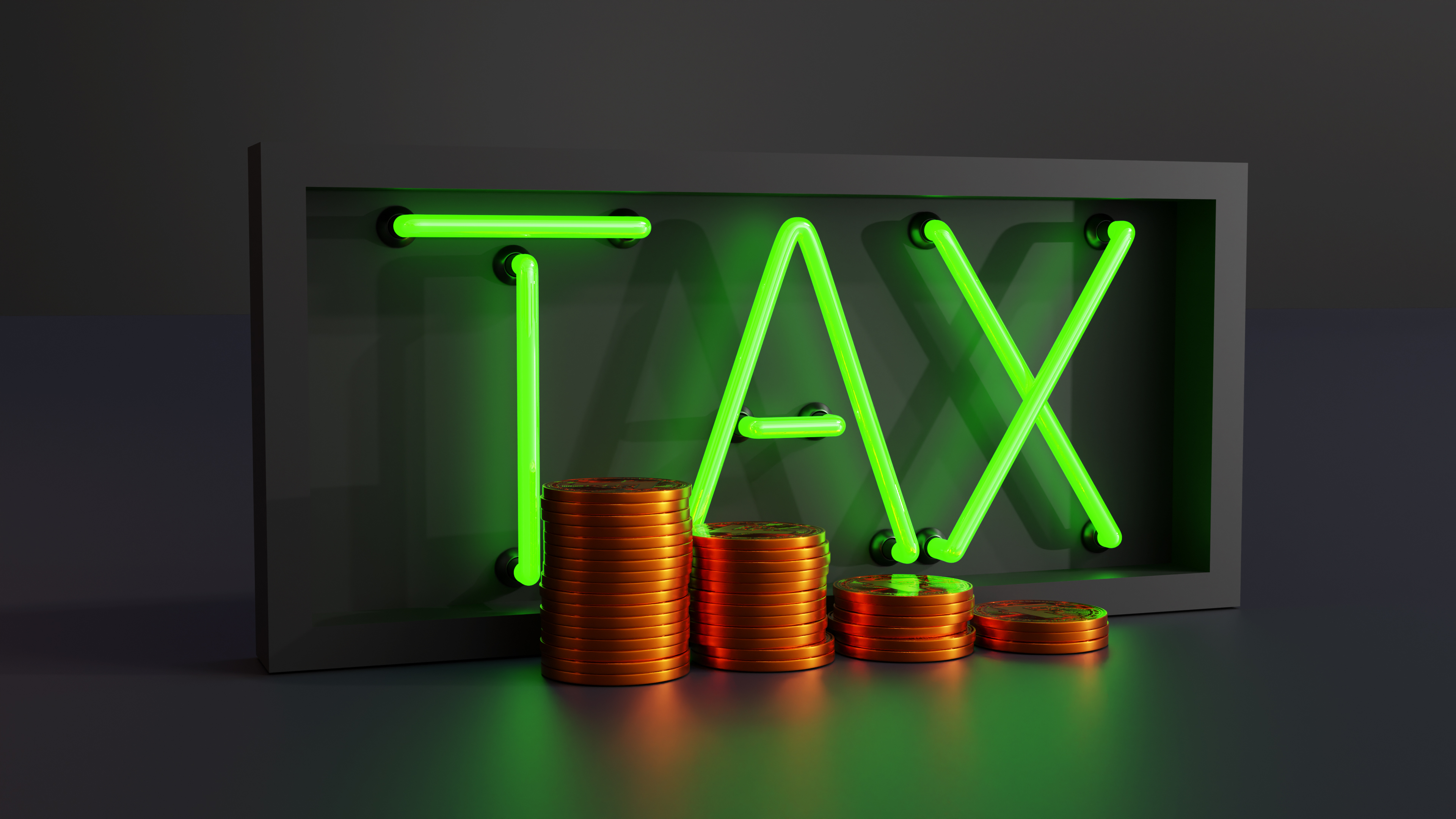 Realistic Neon Green Tax and Coins