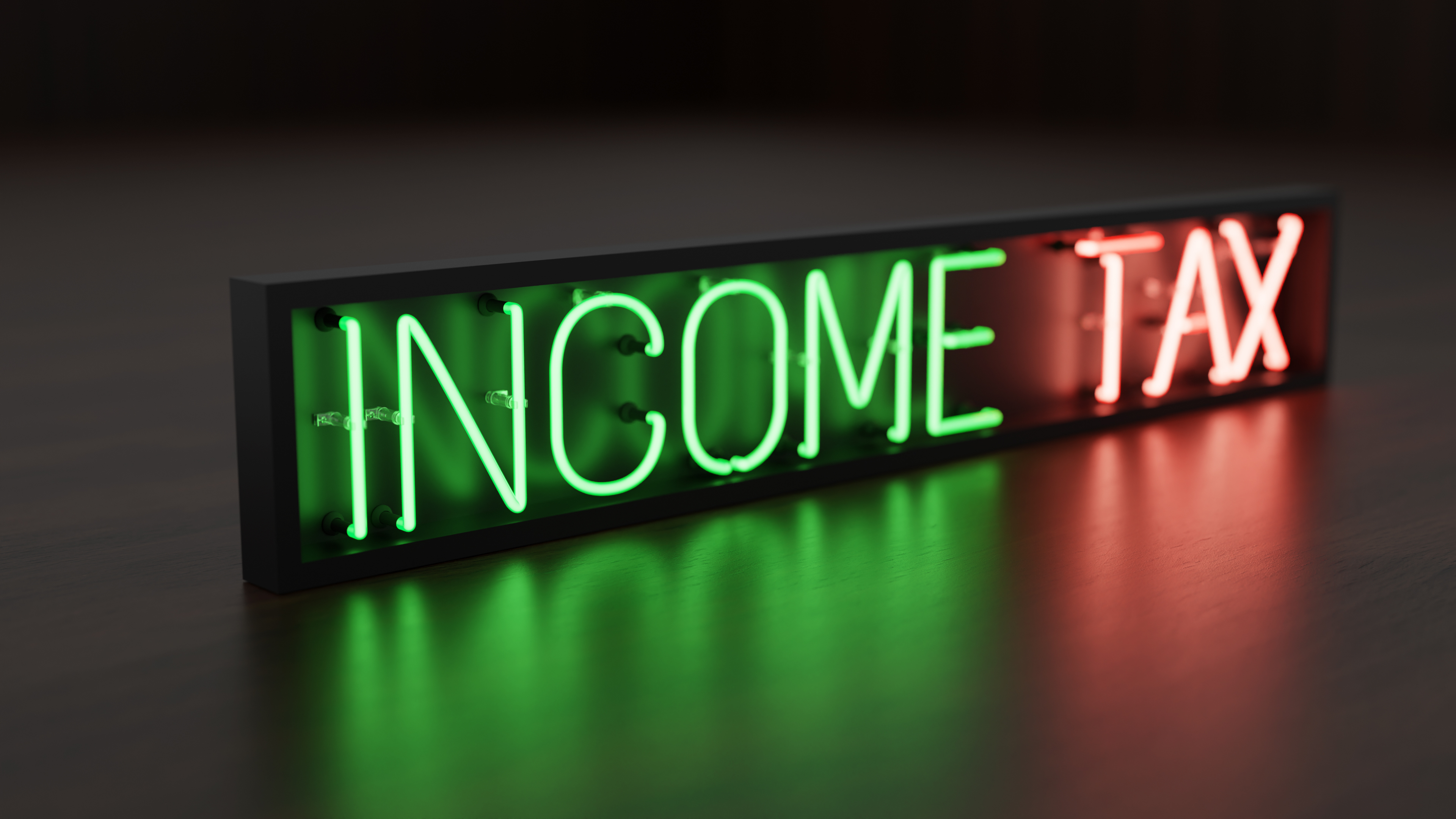Realistic Green and Red Neon Income Tax