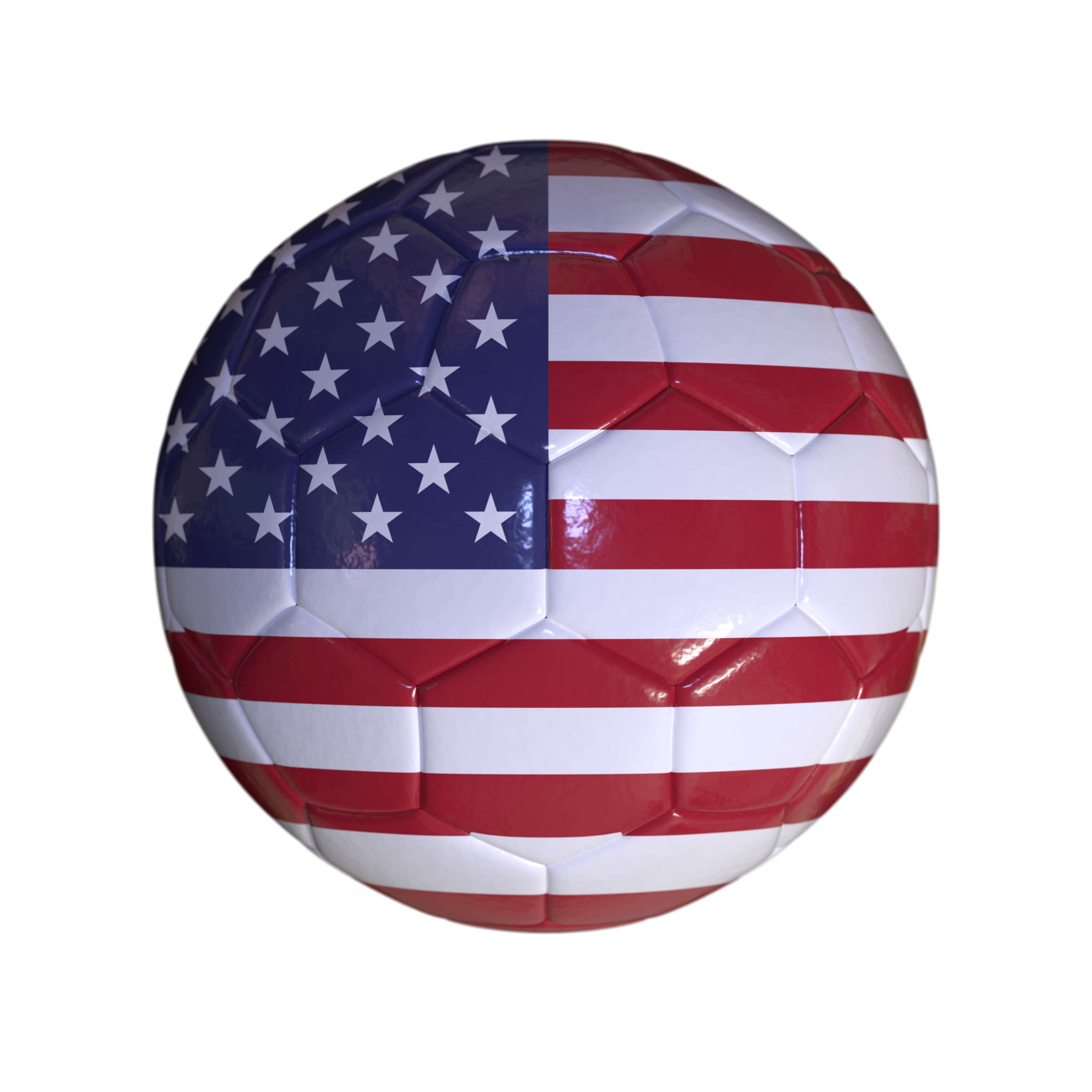 Flag Of USA On Soccer Ball And Transparent Background