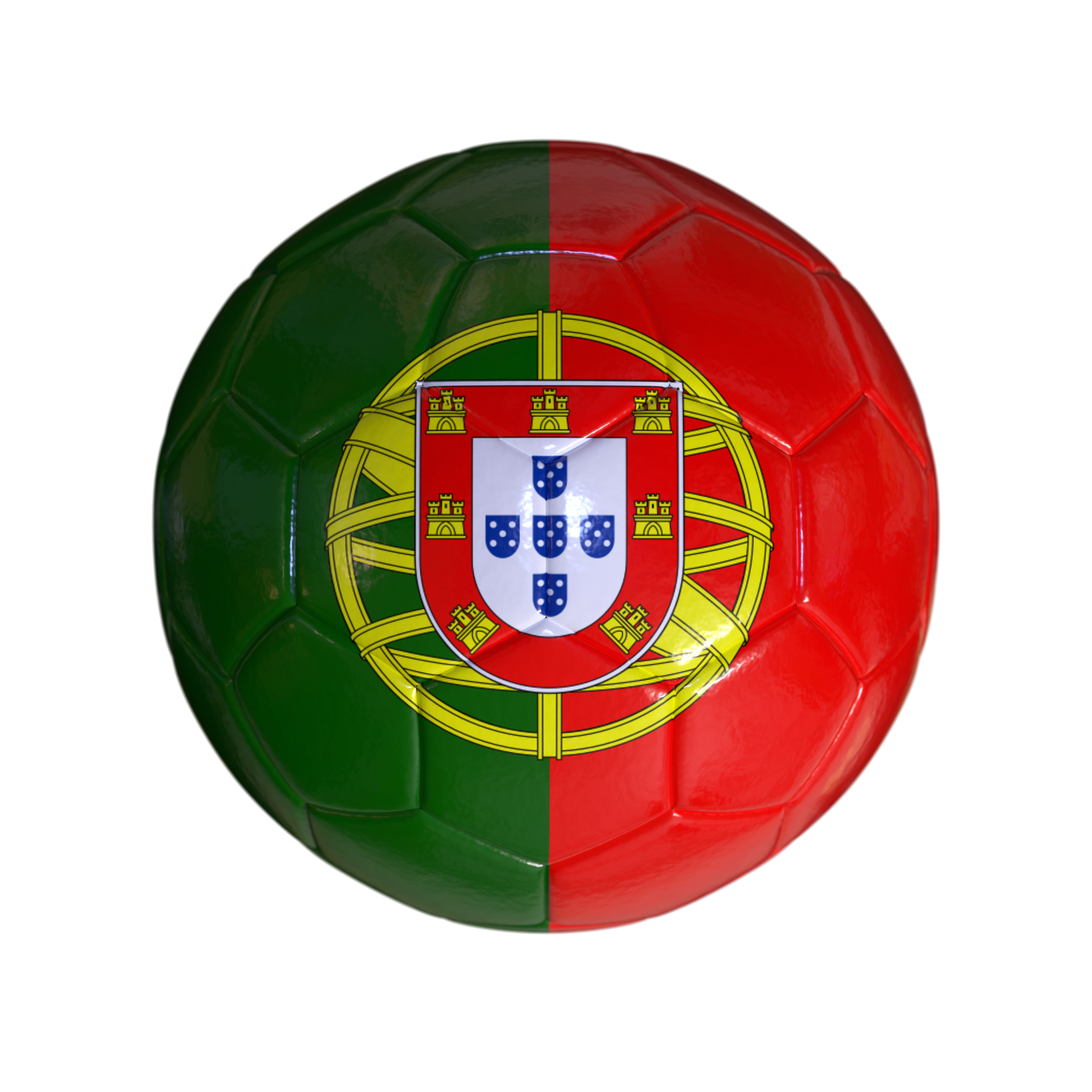 Flag Of Portugal On Soccer Ball And Transparent Background