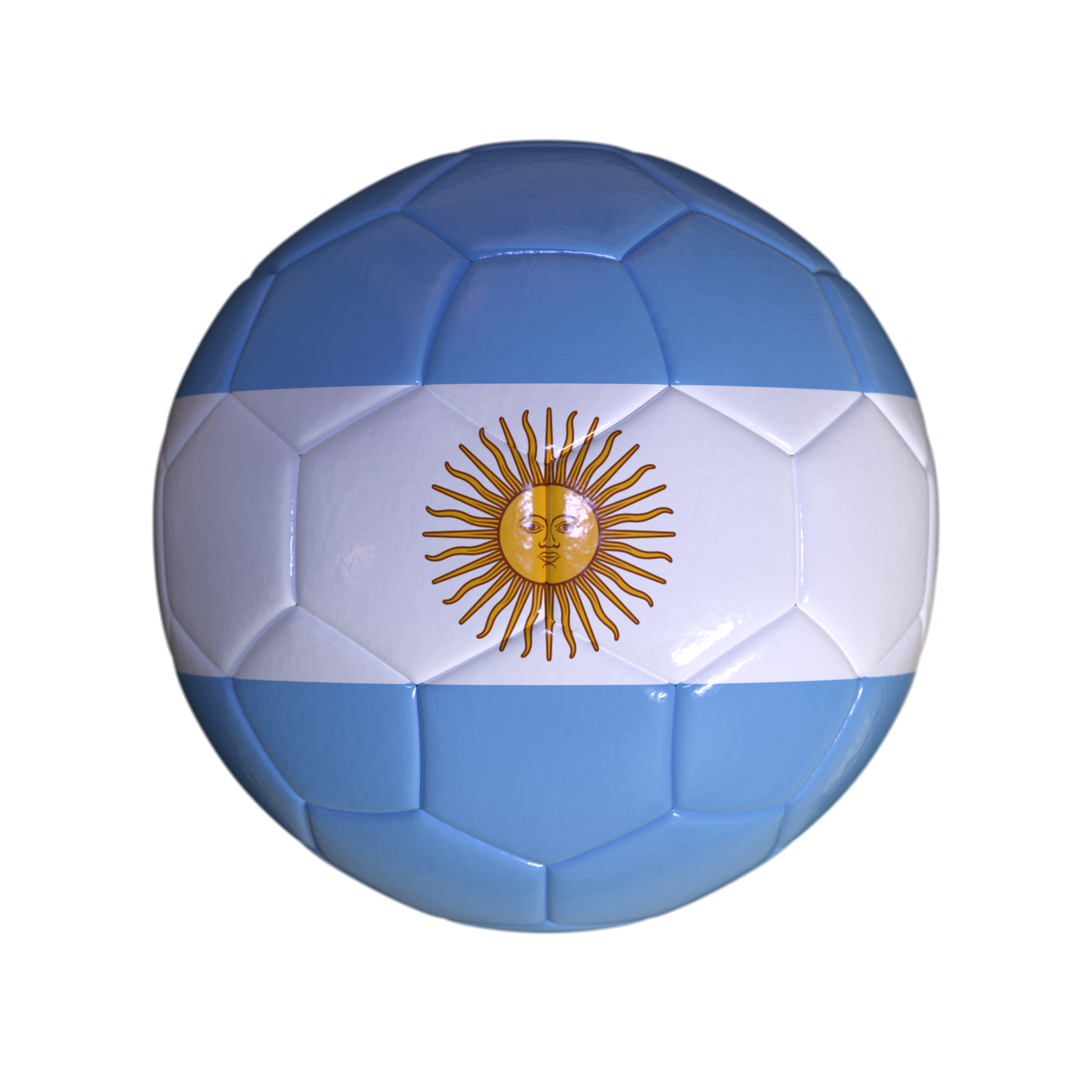 Flag Of Argentina On Soccer Ball And Transparent Background