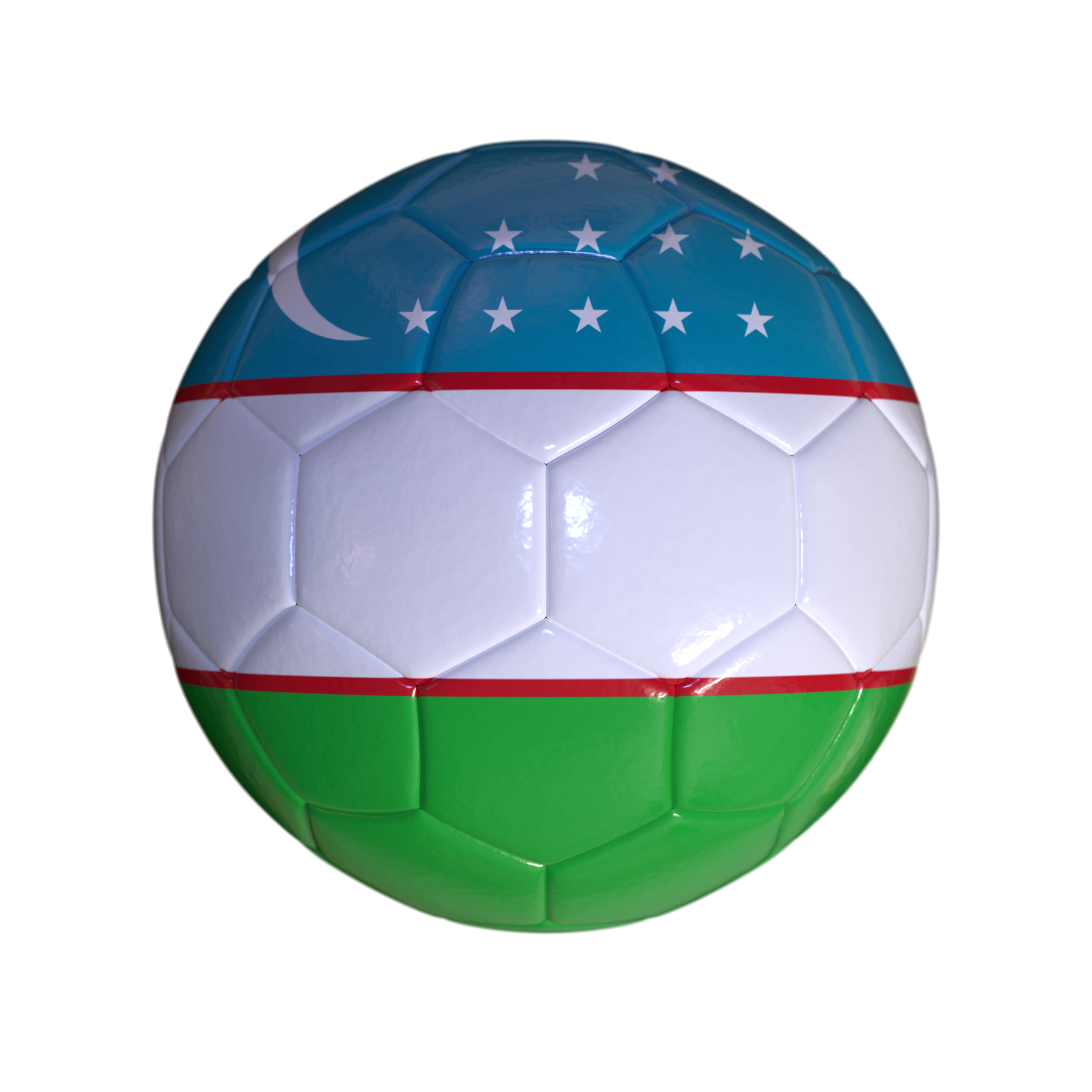 Flag Of Uzbekistan On Soccer Ball And Transparent Background