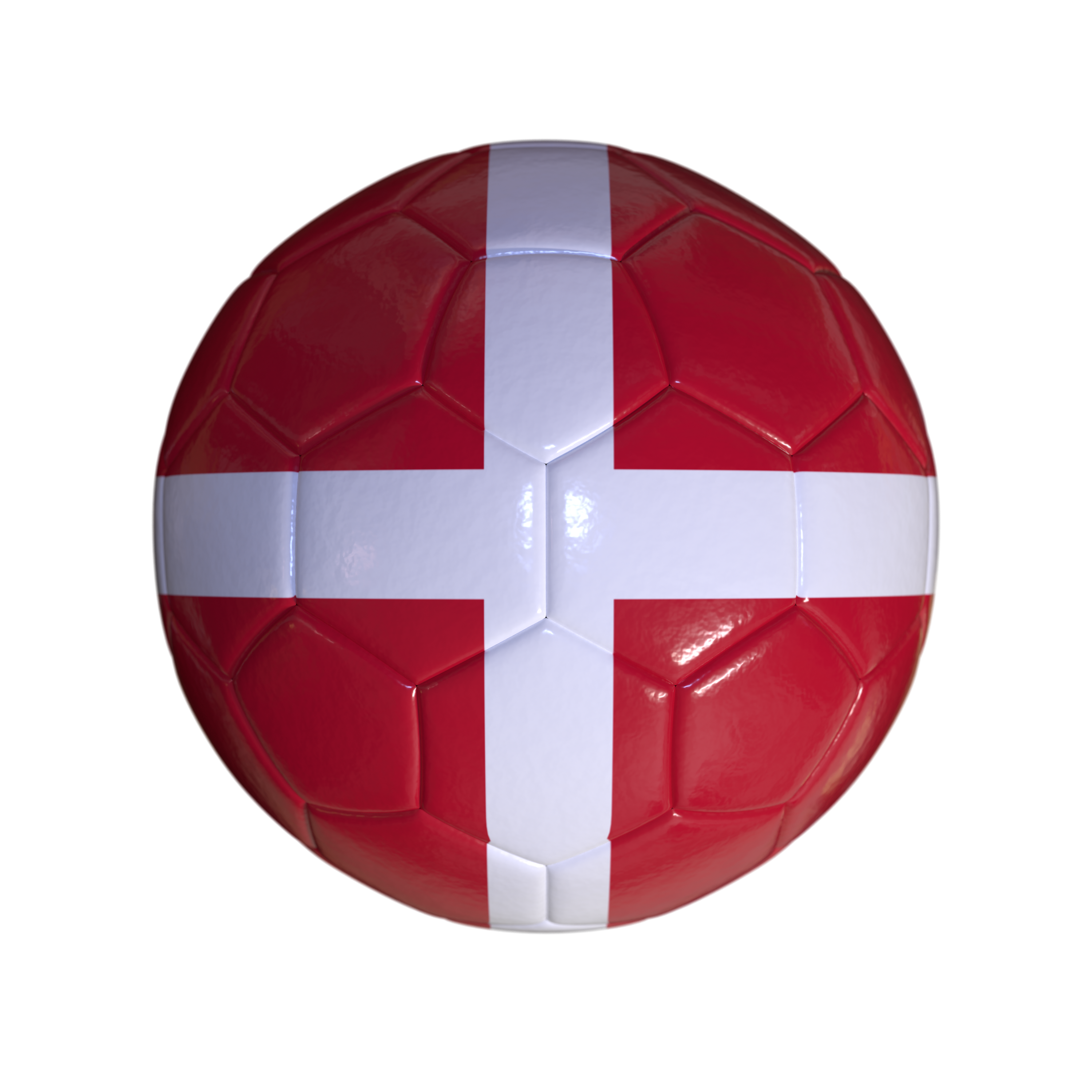 Flag Of Denmark On Soccer Ball And Transparent Background