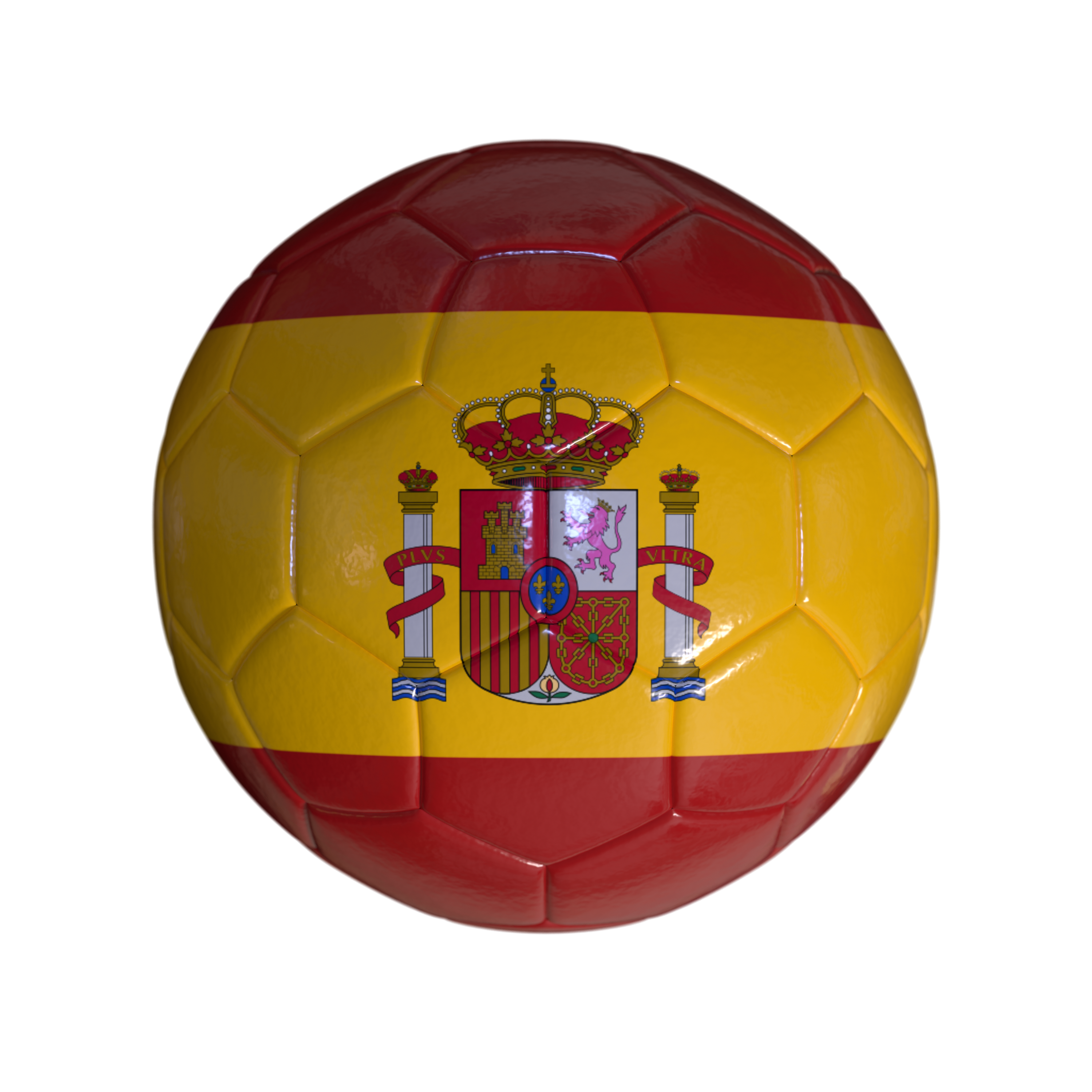 Flag Of Spain On Soccer Ball And Transparent Background