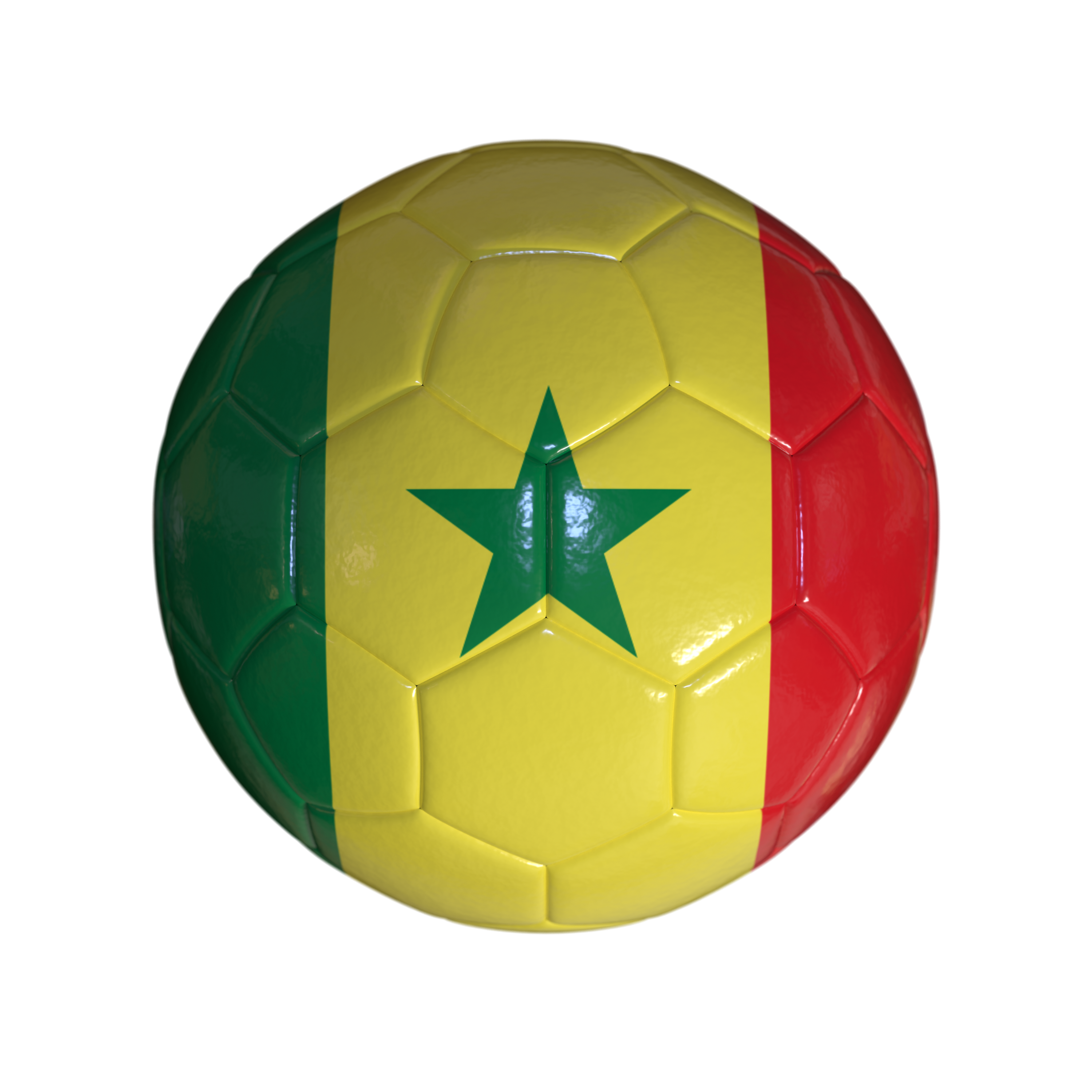 Flag Of Senegal On Soccer Ball And Transparent Background