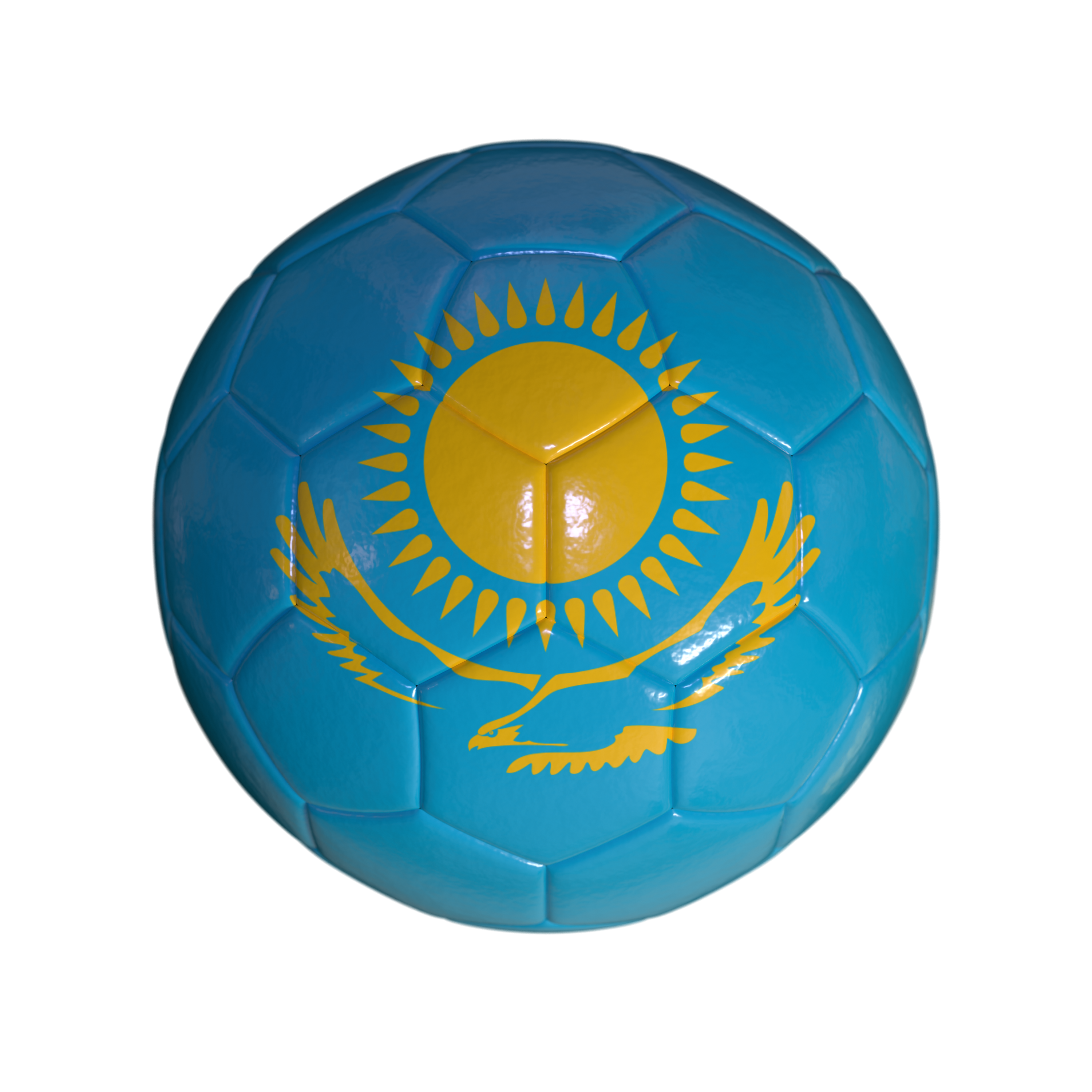 Flag Of Kazakhstan On Soccer Ball And Transparent Background
