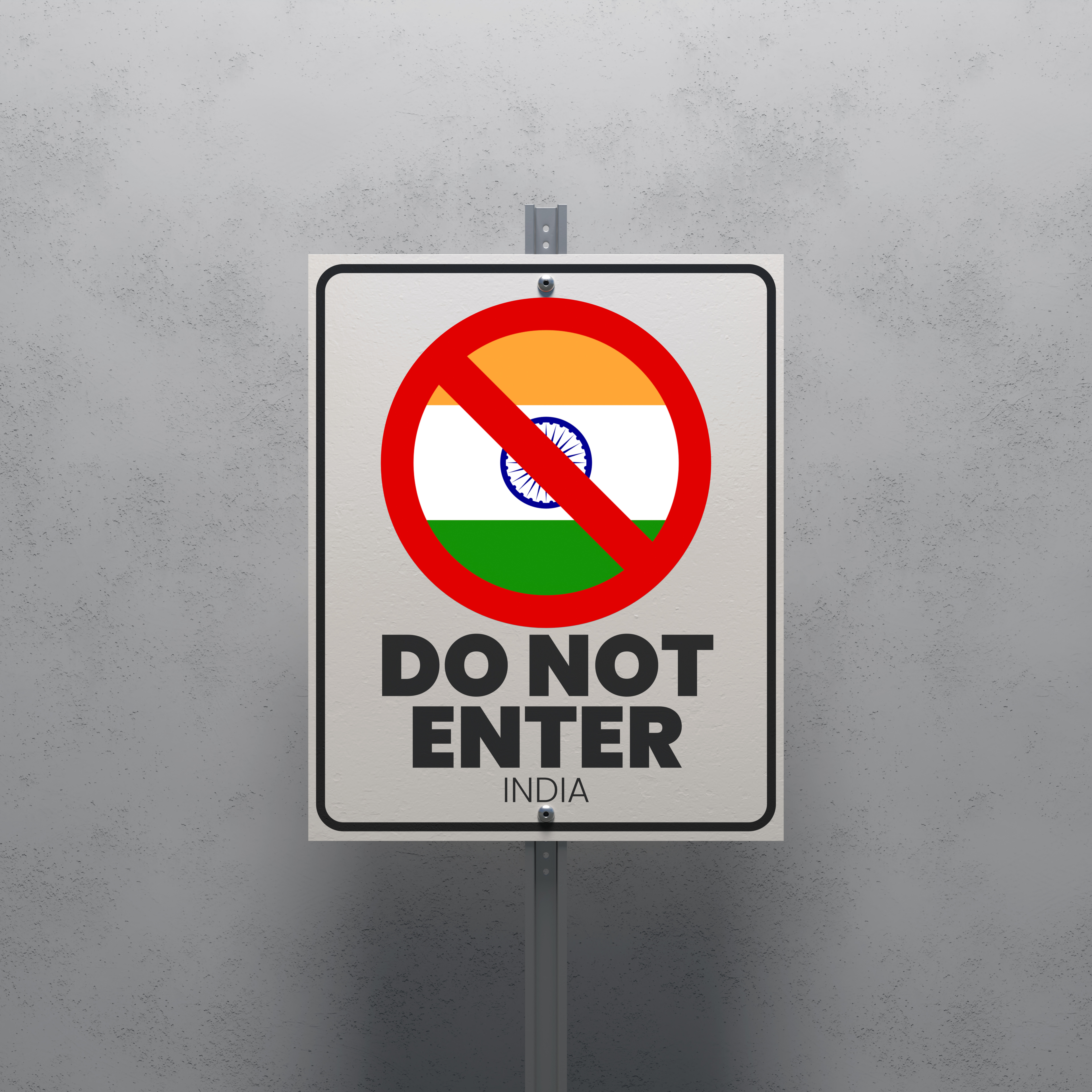No Entry sign displaying the India flag