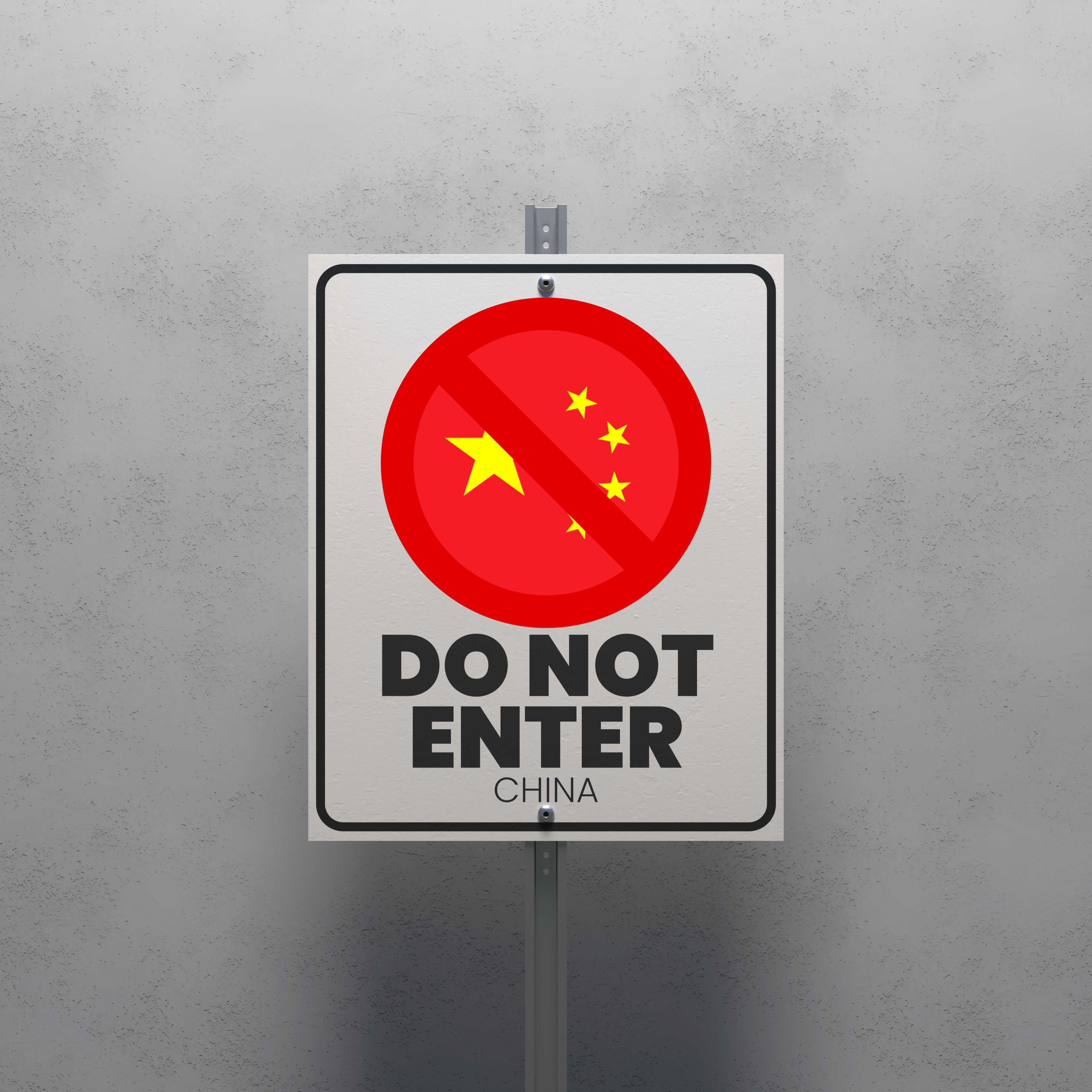 No Entry sign displaying the China flag