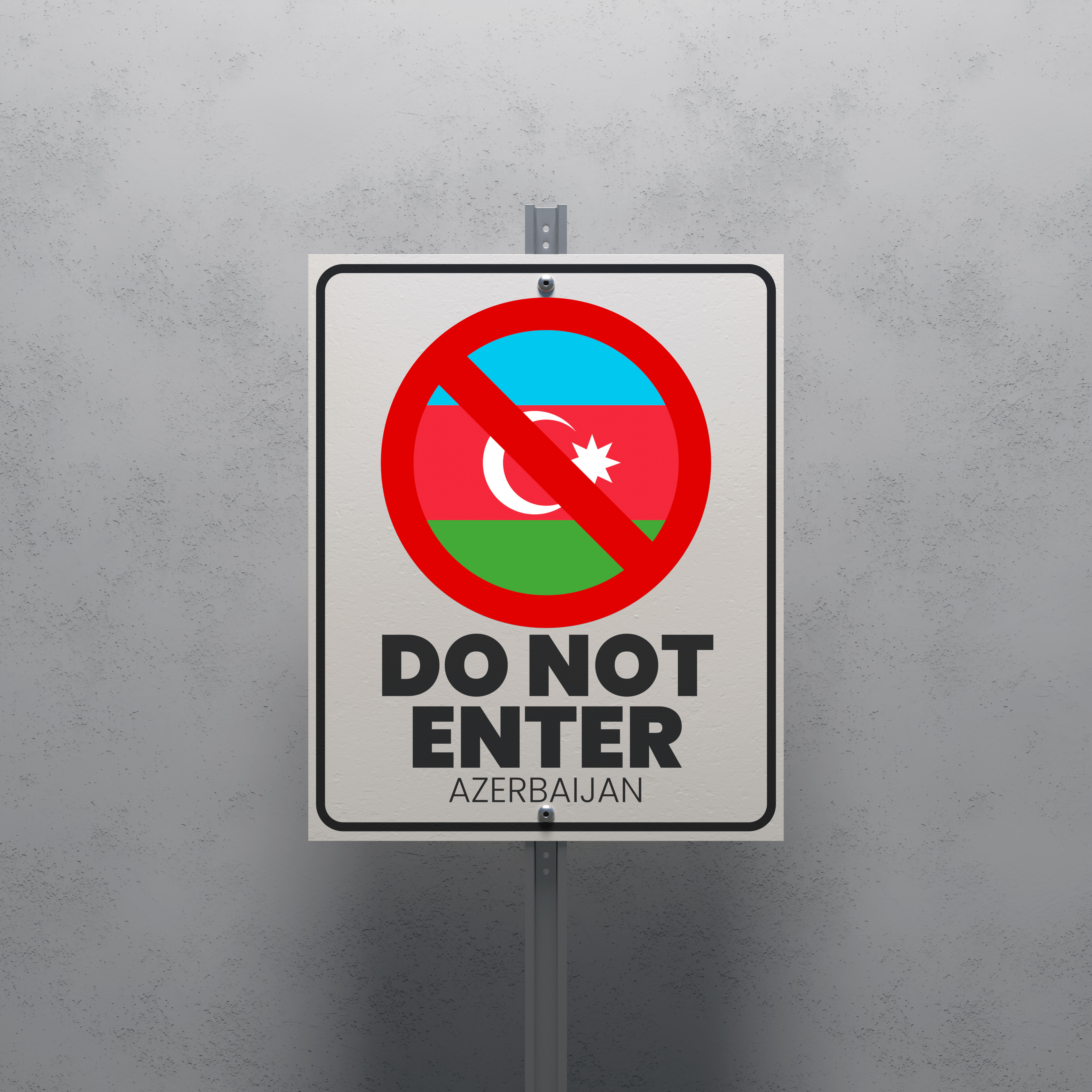 No Entry sign displaying the Azerbaijan flag