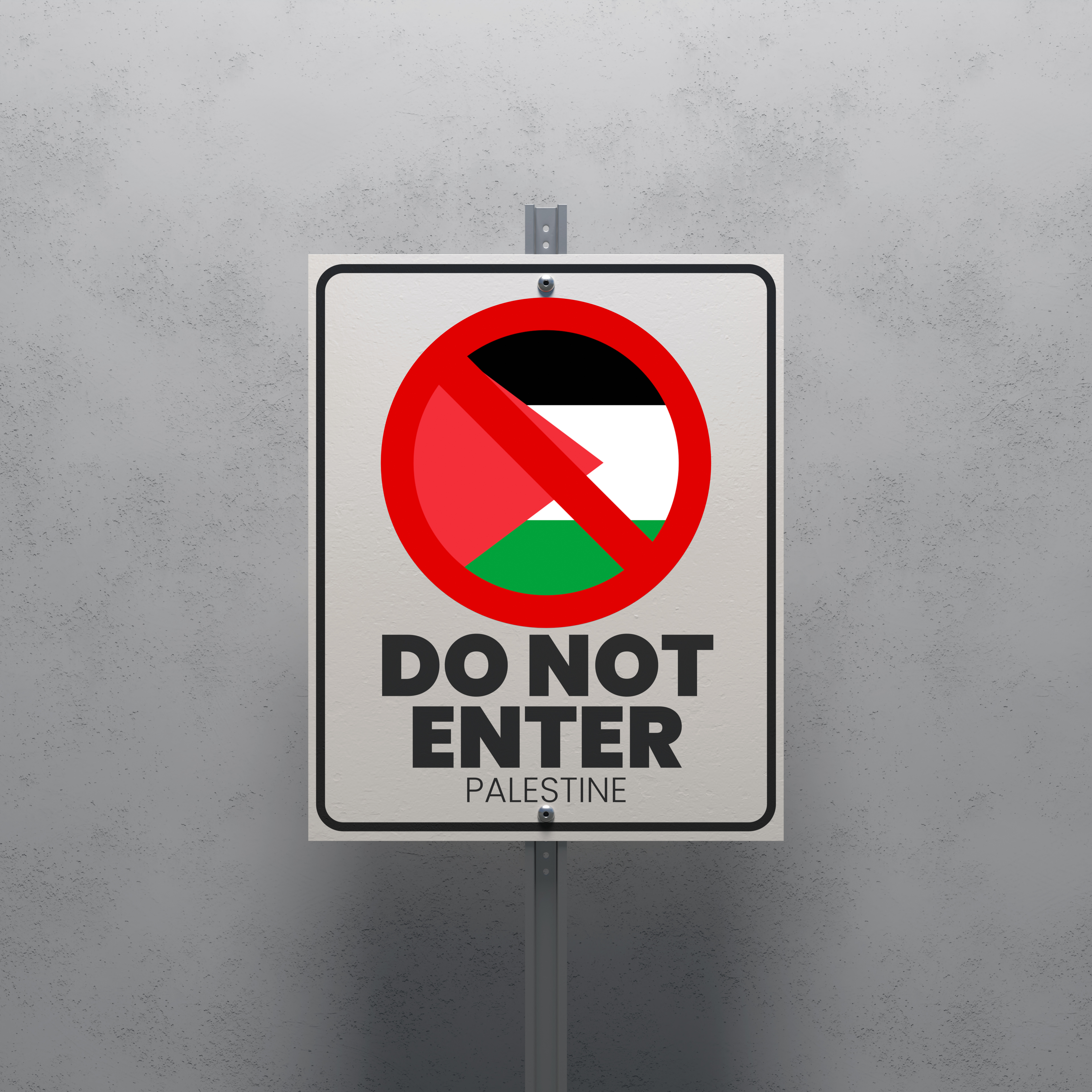 No Entry sign displaying the Palestine flag