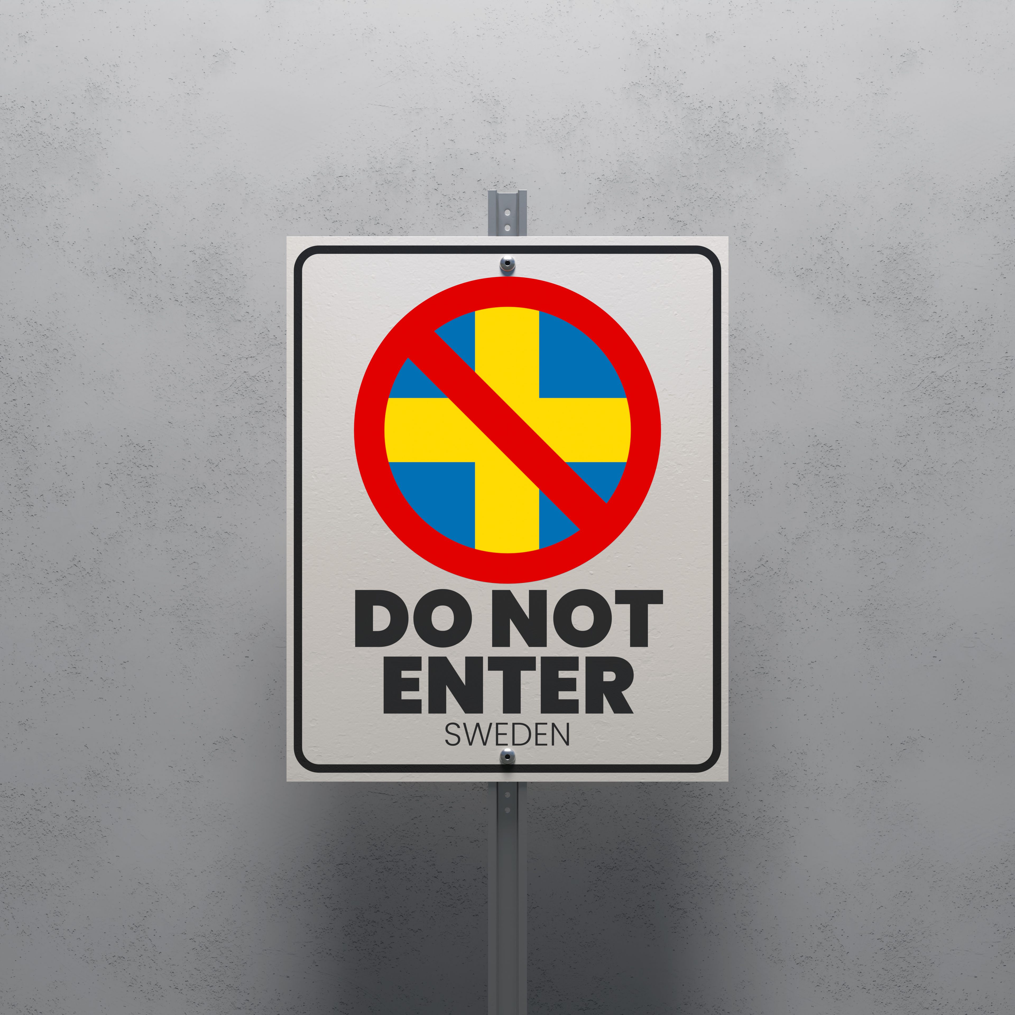 No Entry sign displaying the Sweden flag