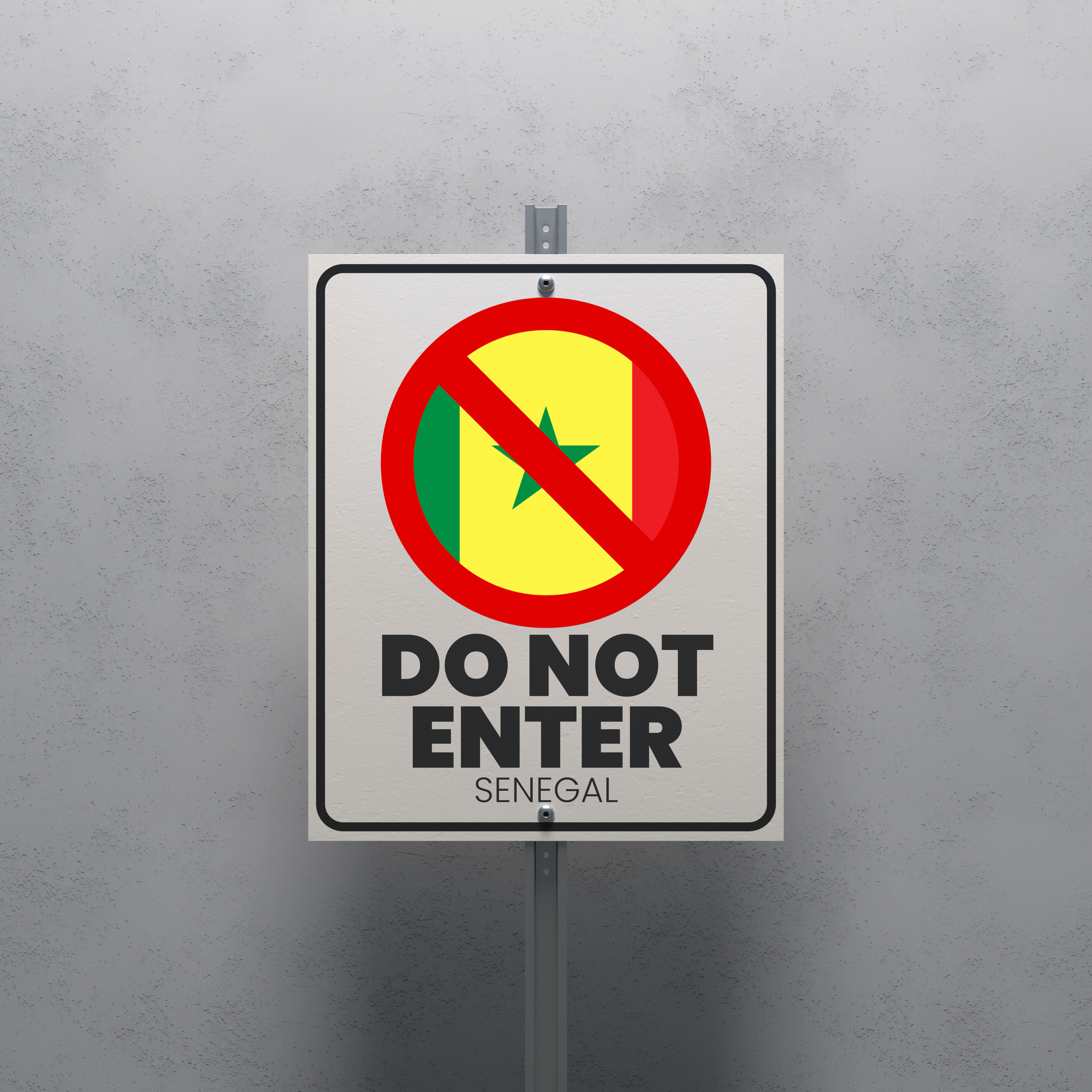 No Entry sign displaying the Senegal flag