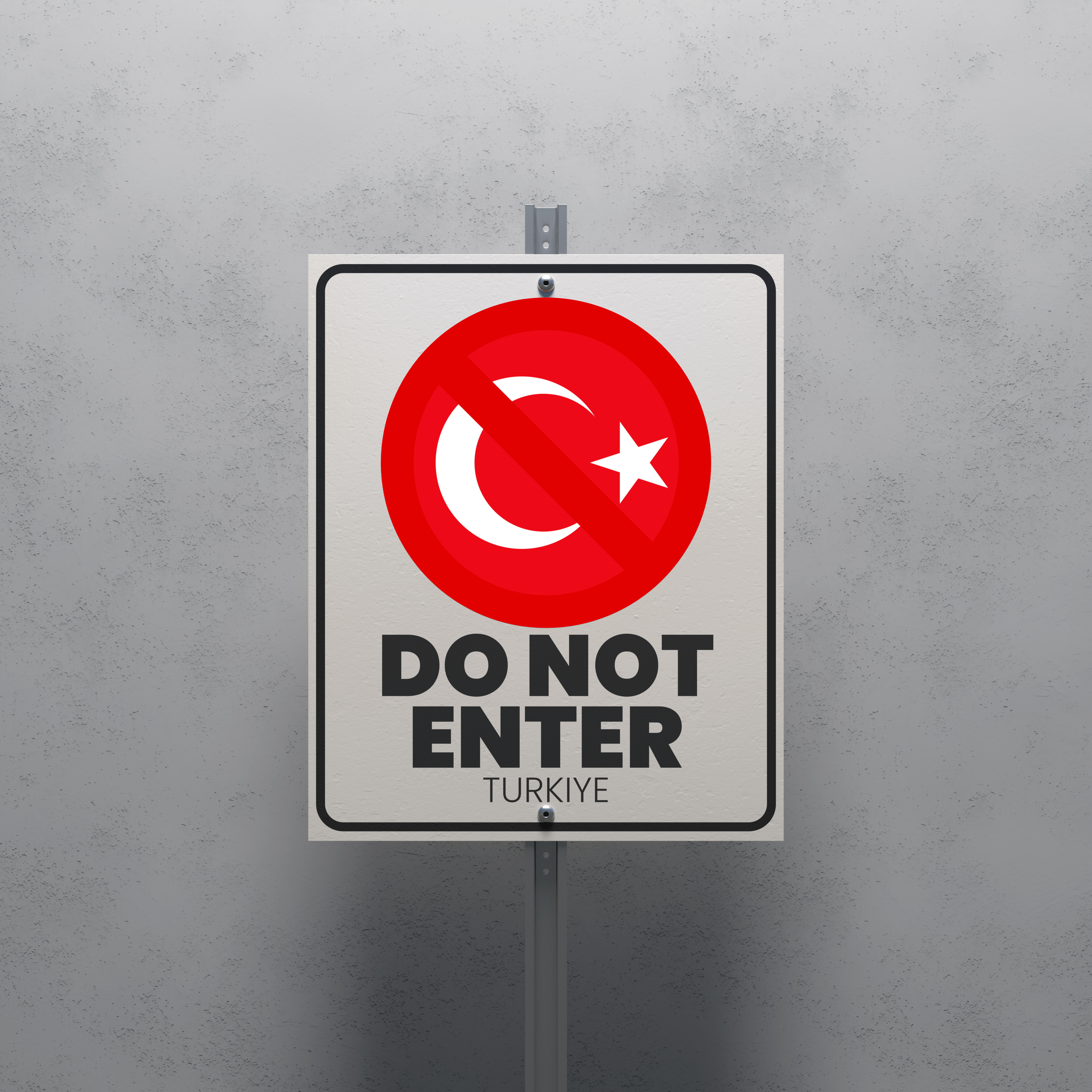 No Entry sign displaying the Turkey flag