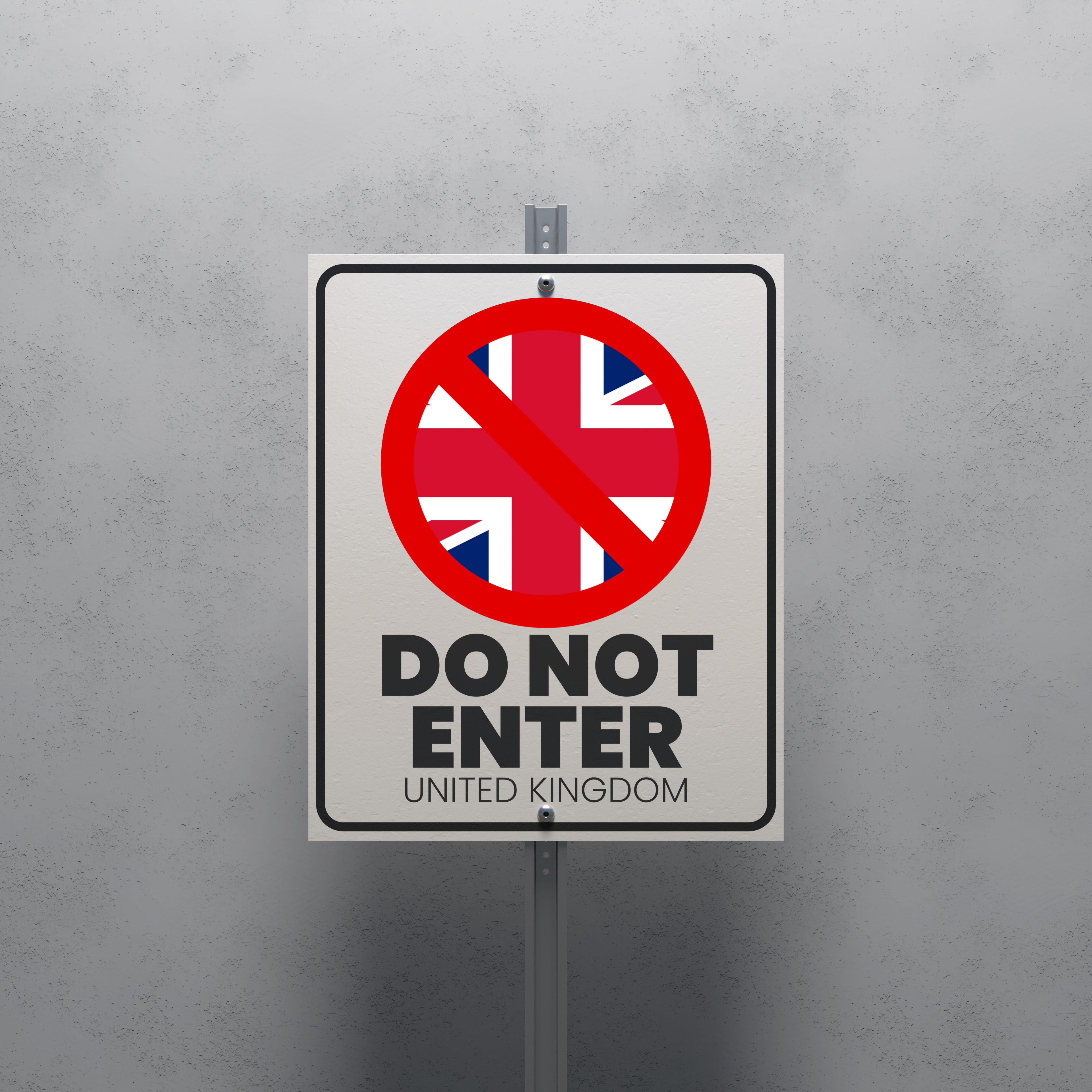 No Entry sign displaying the United Kingdom flag